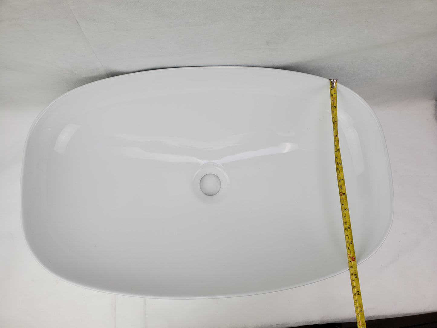 23.62-in. x 15-in. Rectangle Bathroom Vessel Sink White Enamel Glaze