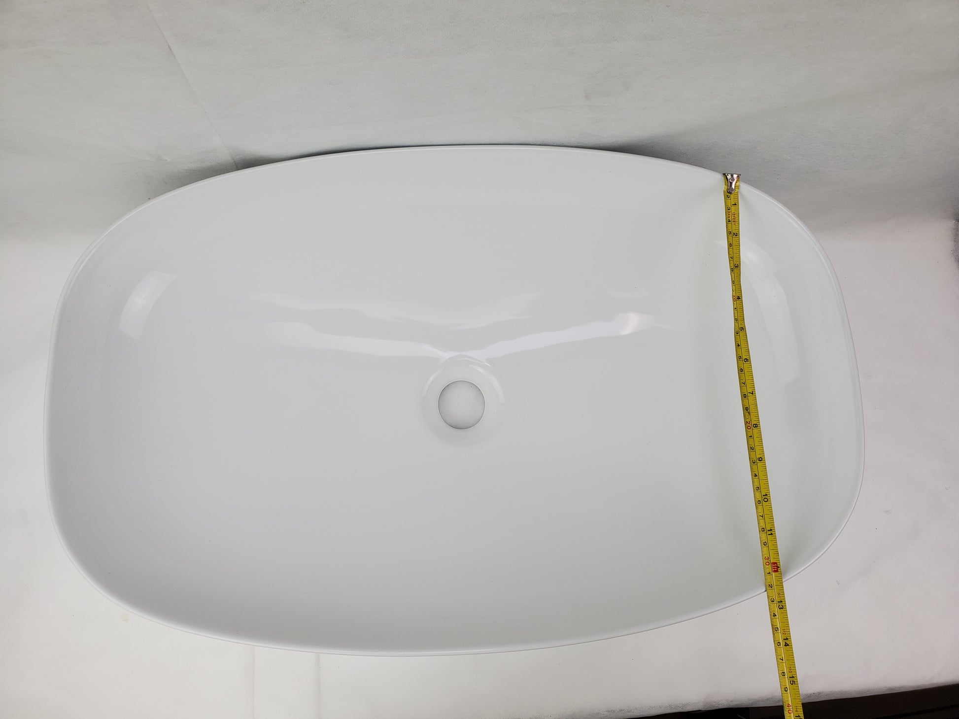 23.62-in. x 15-in. Rectangle Bathroom Vessel Sink White Enamel Glaze