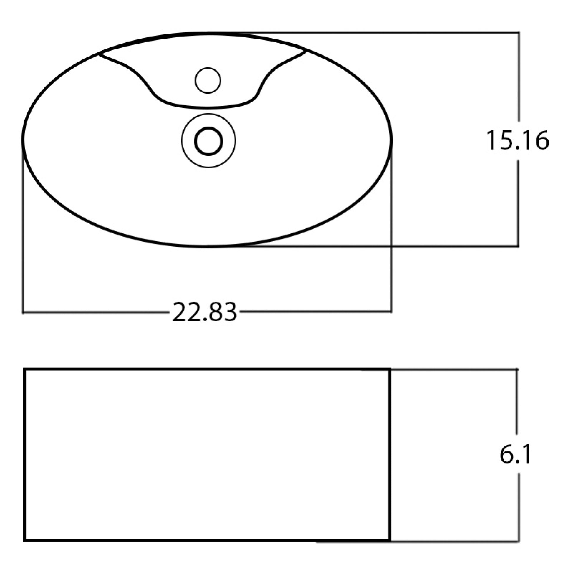 22.83-in. x 15.16-in. Oval Bathroom Vessel Sink White Enamel Glaze
