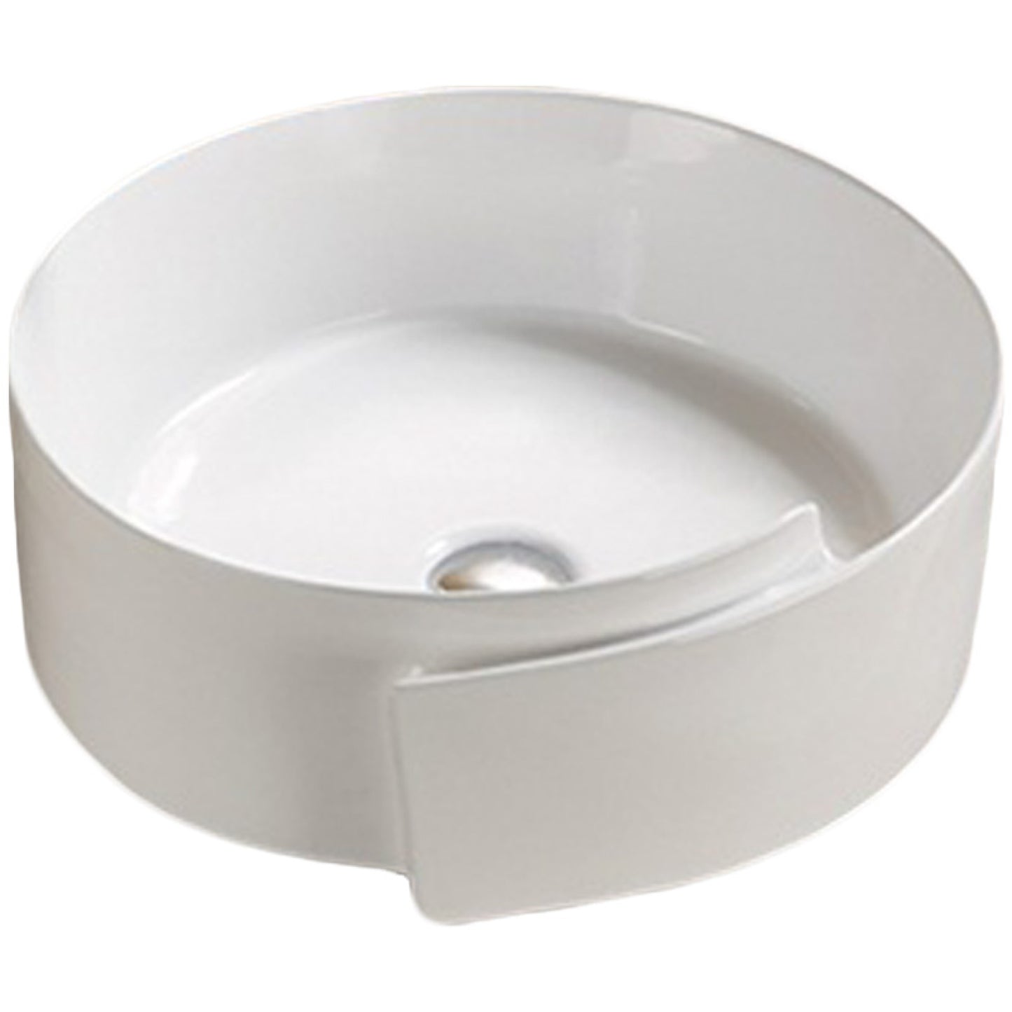 17.32-in. x 17.32-in. Round Bathroom Vessel Sink White Enamel Glaze