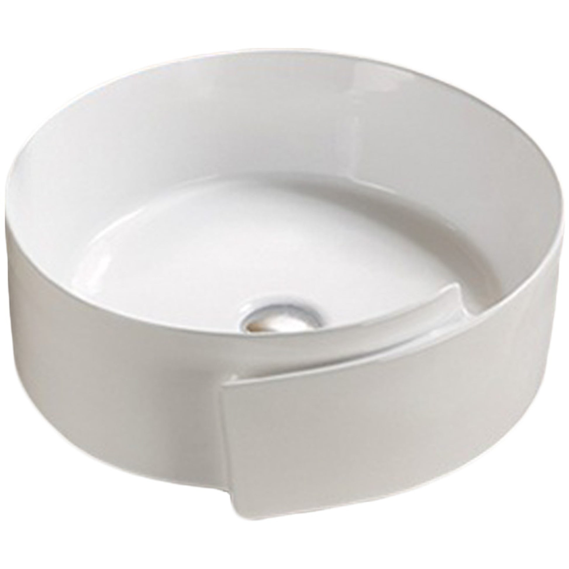 17.32-in. x 17.32-in. Round Bathroom Vessel Sink White Enamel Glaze