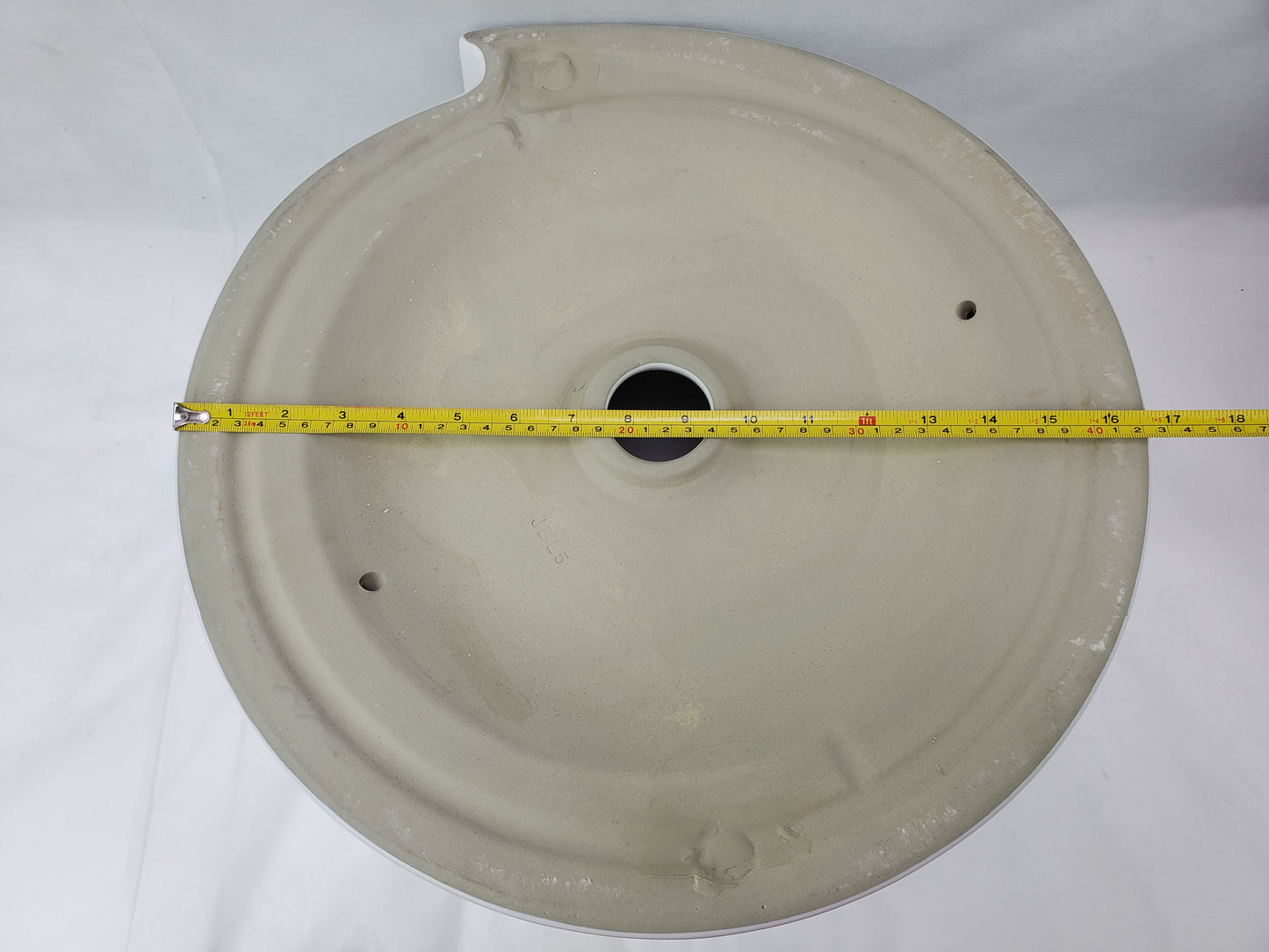 17.32-in. x 17.32-in. Round Bathroom Vessel Sink White Enamel Glaze