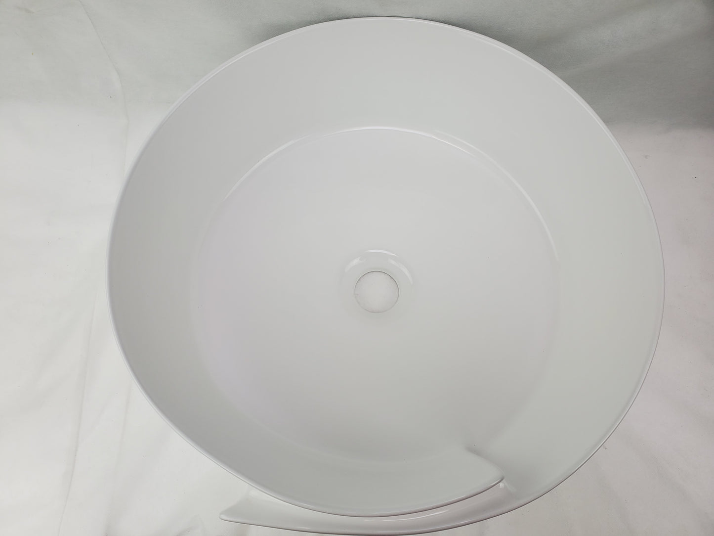 17.32-in. x 17.32-in. Round Bathroom Vessel Sink White Enamel Glaze