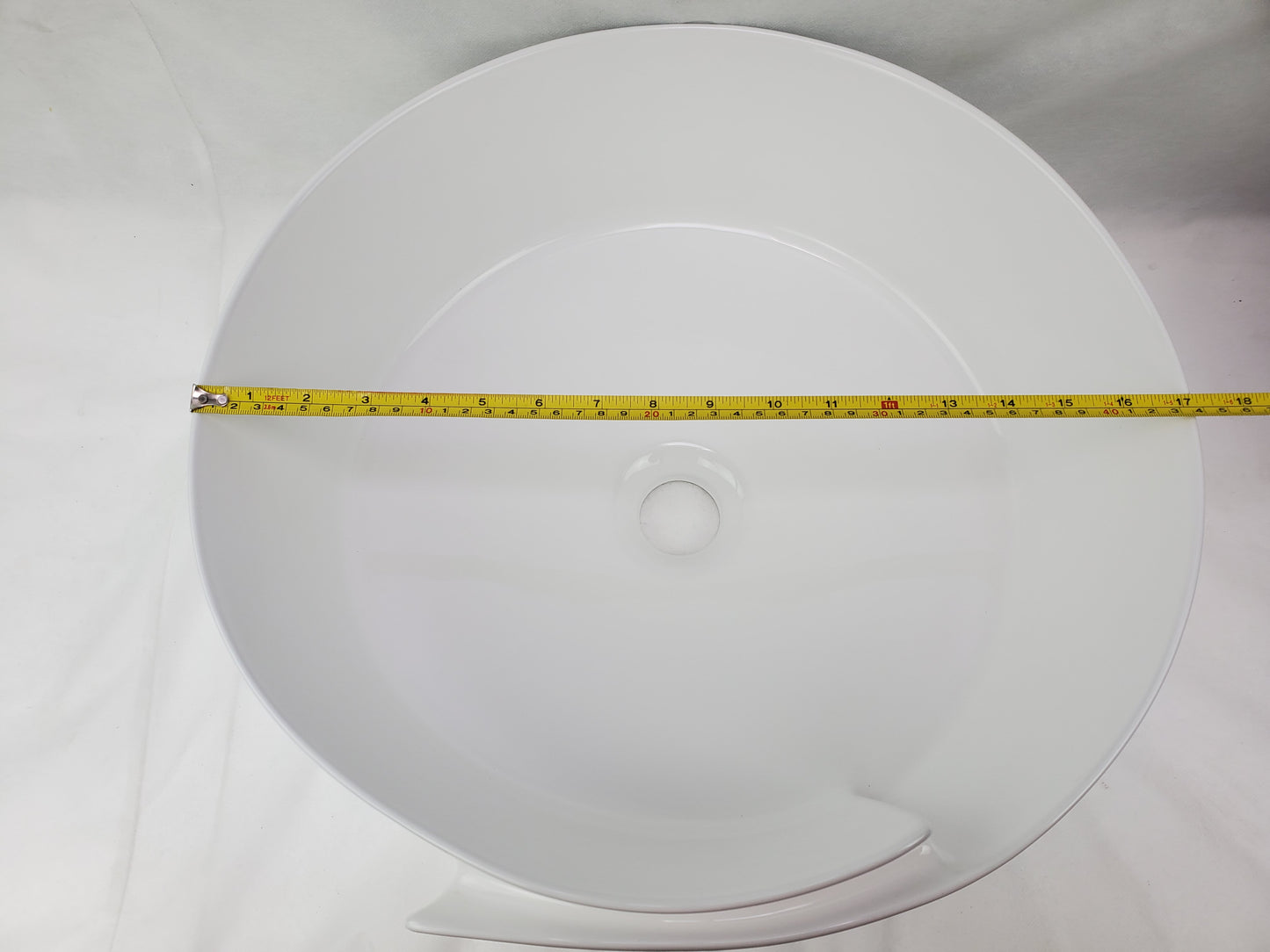 17.32-in. x 17.32-in. Round Bathroom Vessel Sink White Enamel Glaze