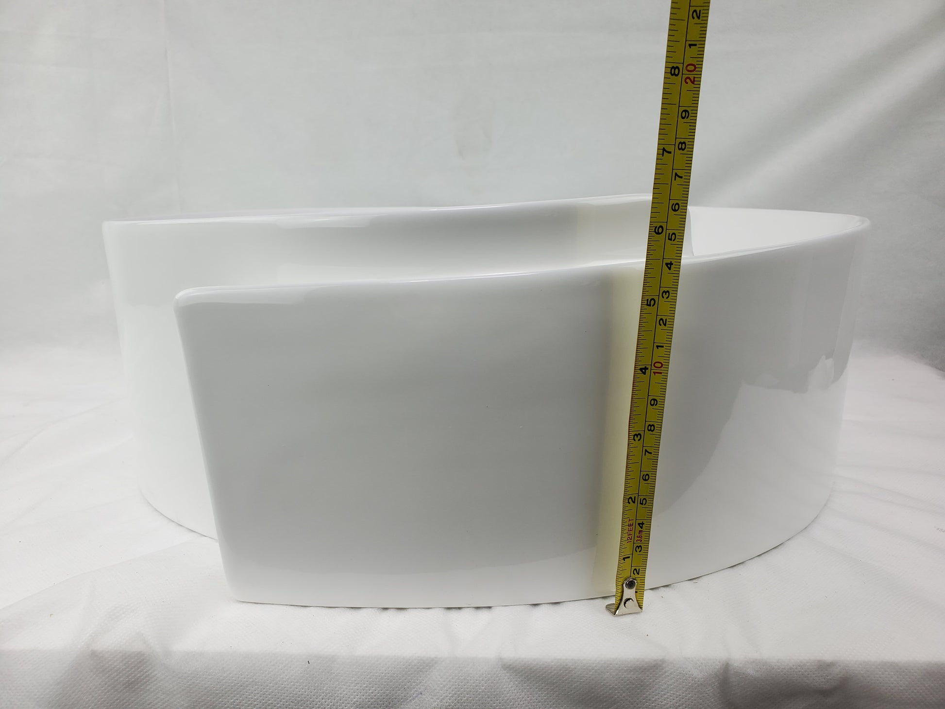 17.32-in. x 17.32-in. Round Bathroom Vessel Sink White Enamel Glaze