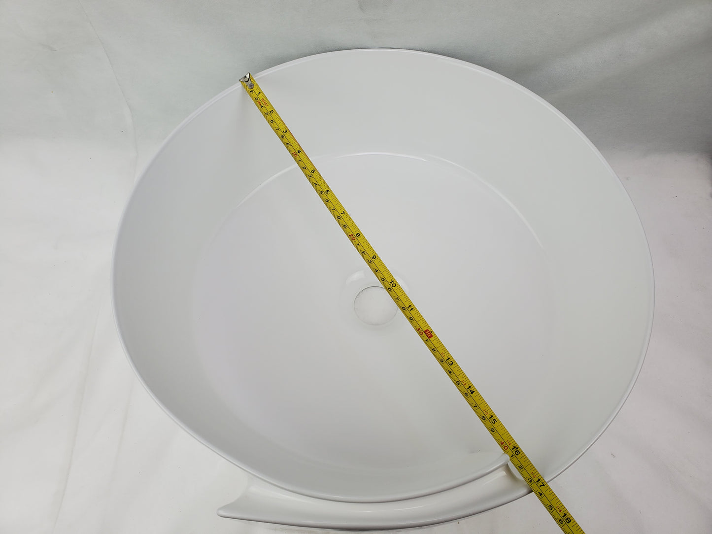 17.32-in. x 17.32-in. Round Bathroom Vessel Sink White Enamel Glaze