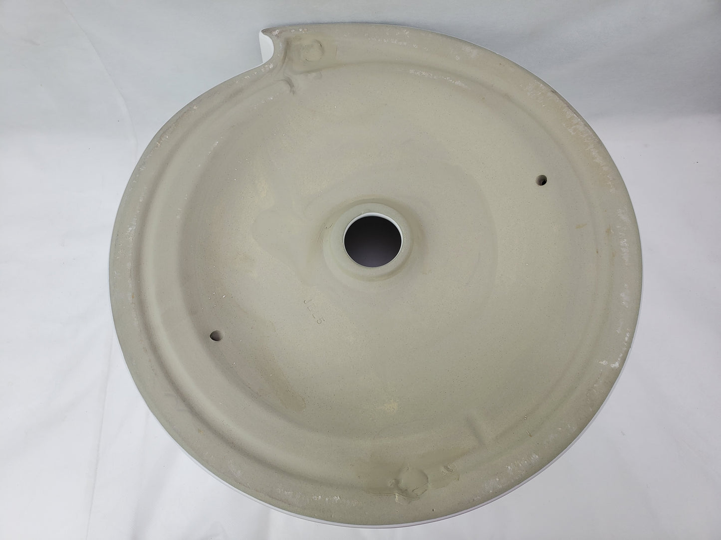 17.32-in. x 17.32-in. Round Bathroom Vessel Sink White Enamel Glaze