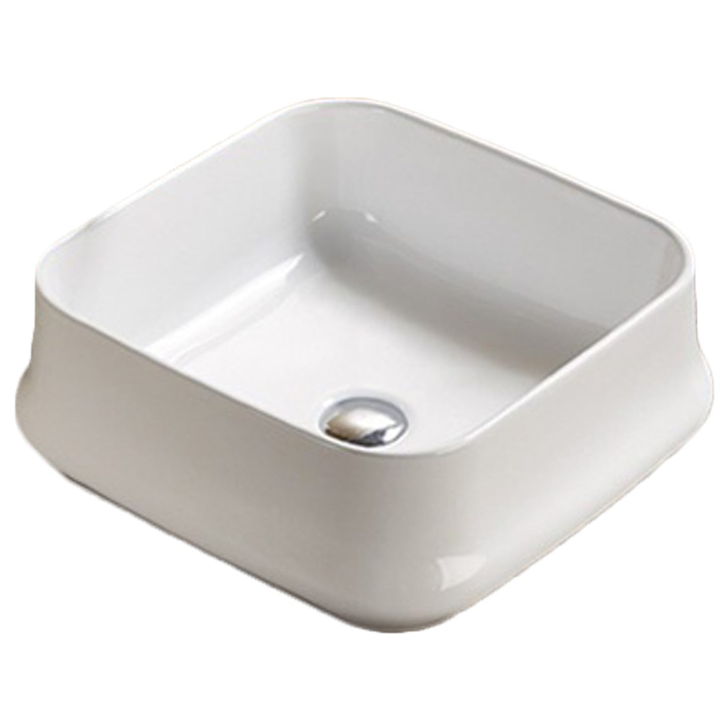 16.93-in. x 16.93-in. Square Bathroom Vessel Sink White Enamel Glaze
