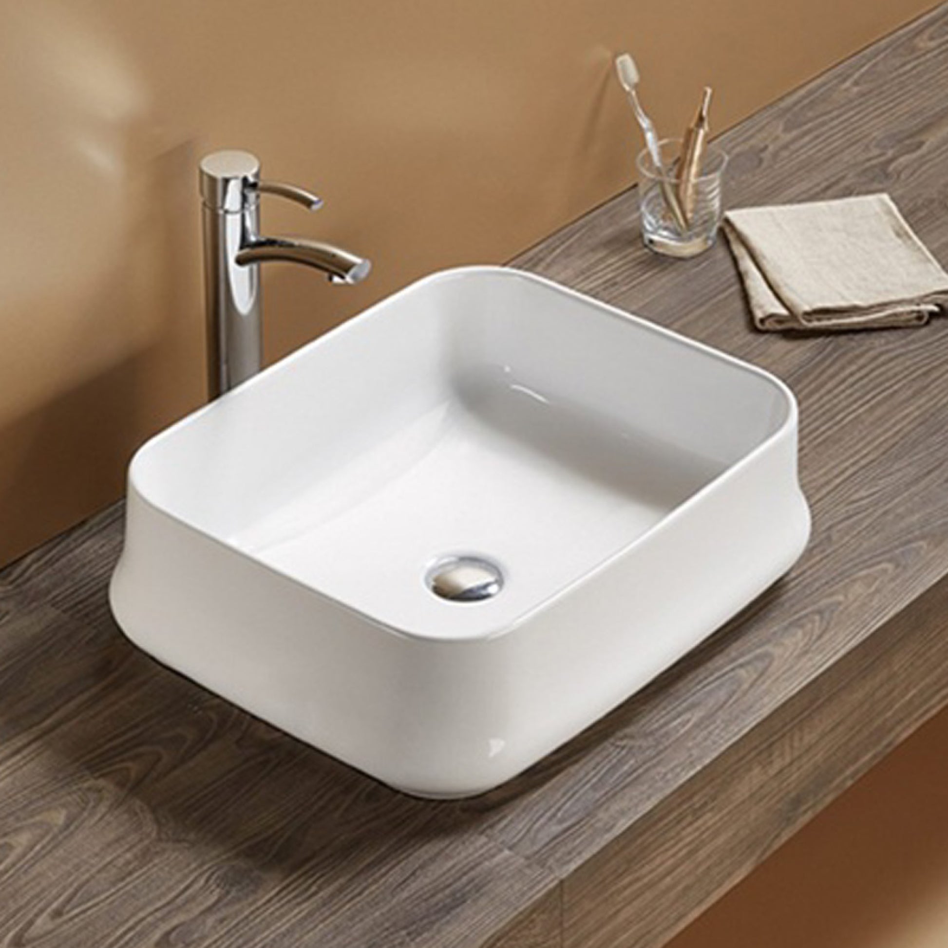 20.9-in. x 16.93-in. Rectangle Bathroom Vessel Sink White Enamel Glaze