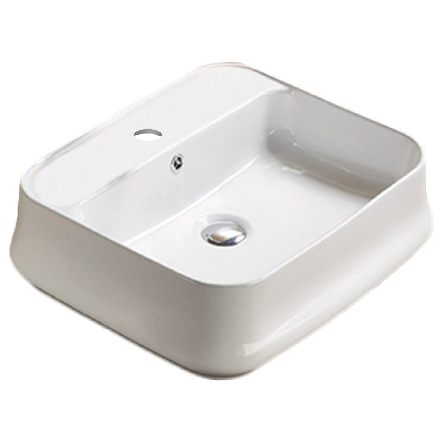 20.9-in. x 18.11-in. Rectangle Bathroom Vessel Sink White Enamel Glaze