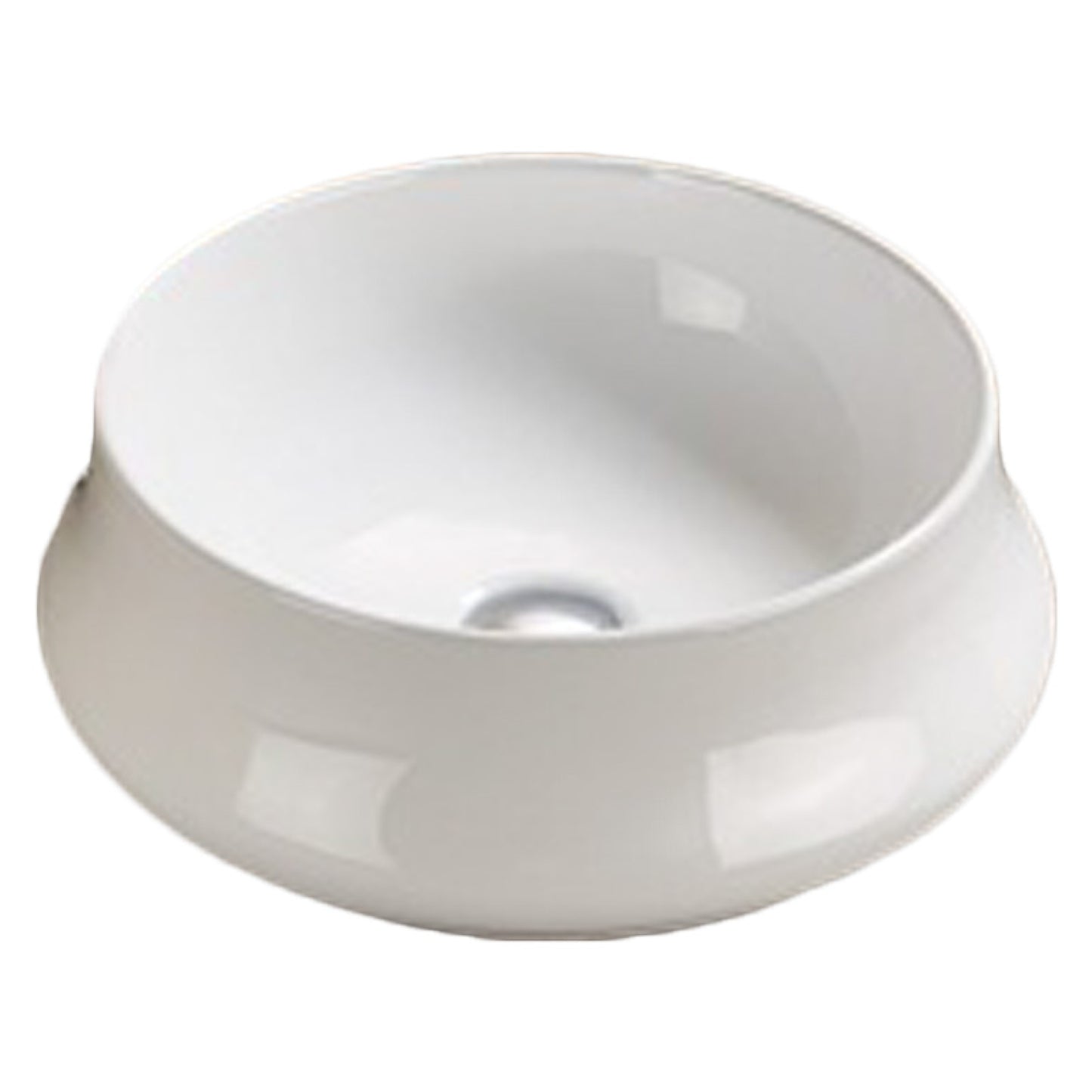 15.35-in. x 15.35-in. Round Bathroom Vessel Sink White Enamel Glaze