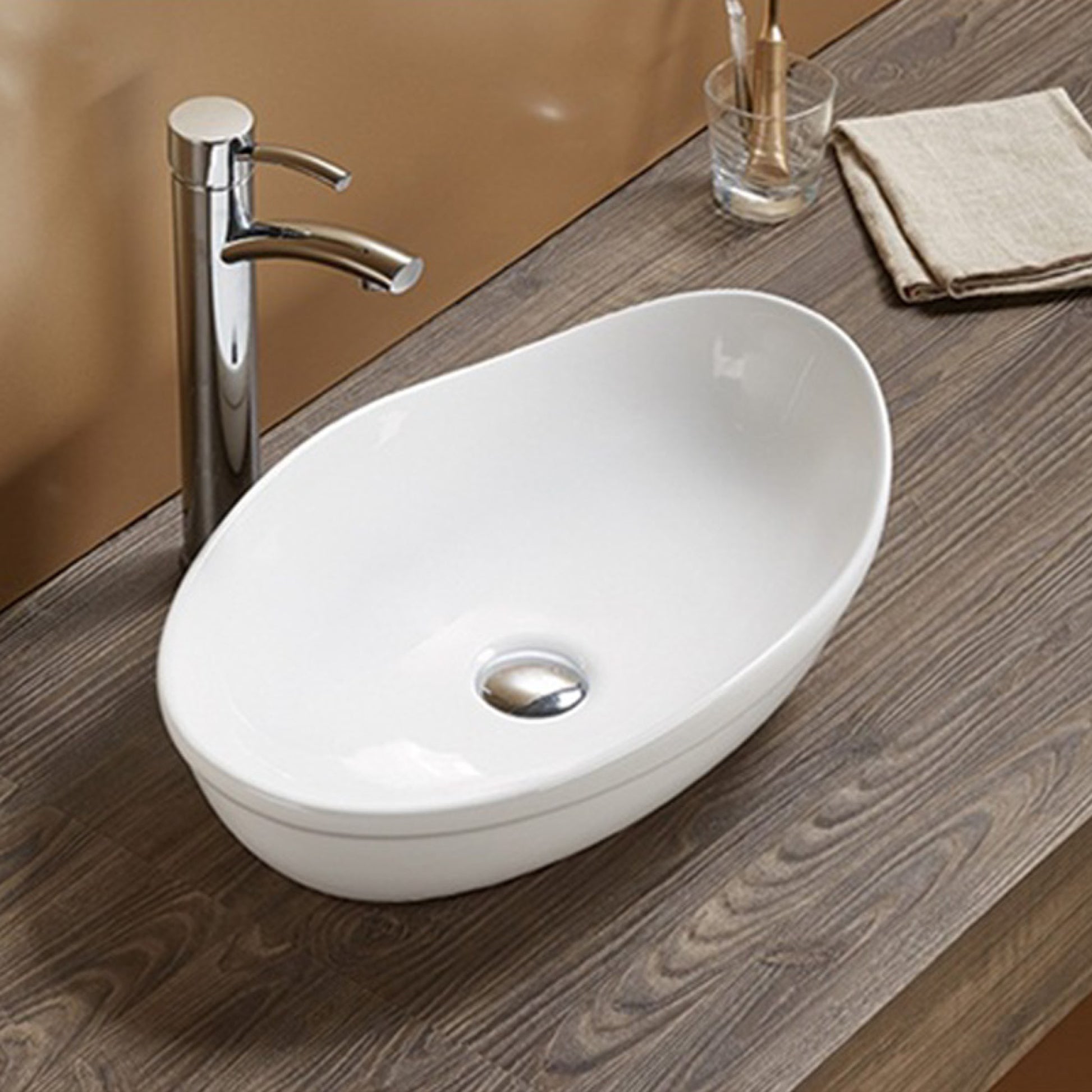 20.5-in. x 13-in. Oval Bathroom Vessel Sink White Enamel Glaze