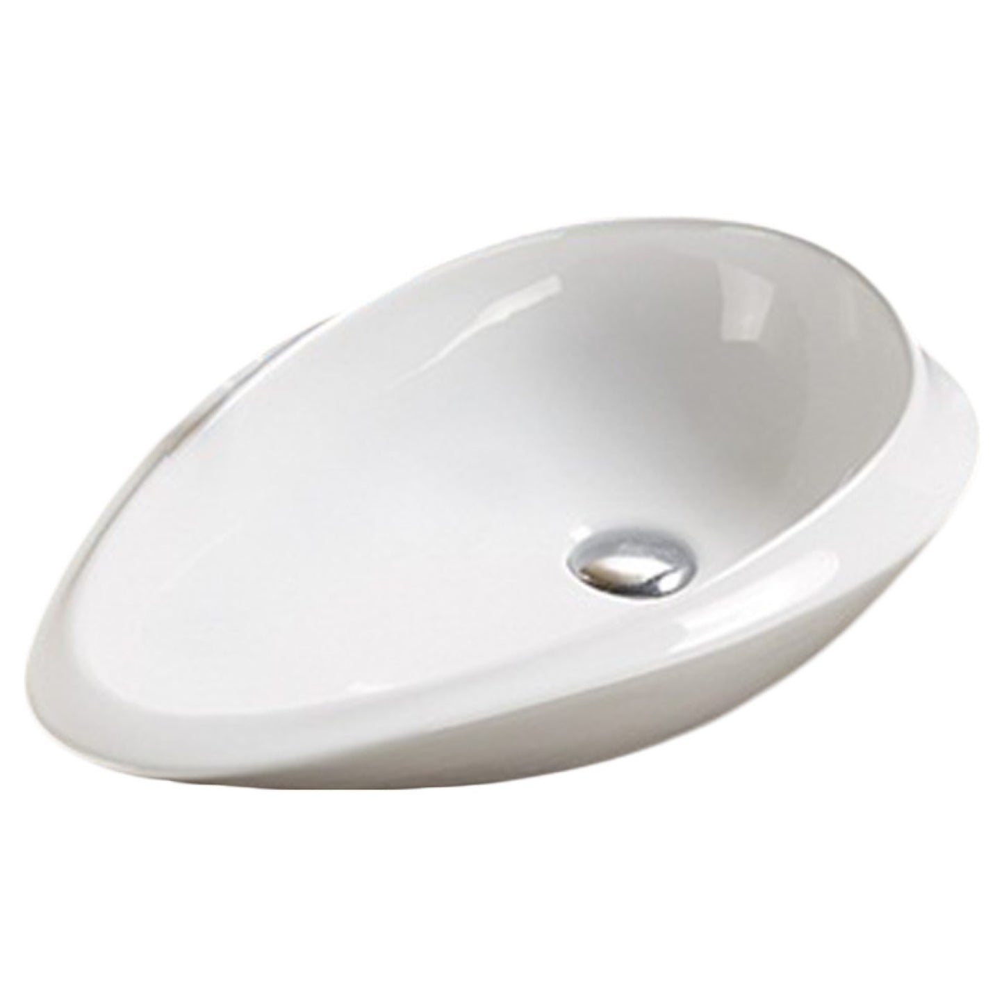24.01-in. x 14.6-in. Oval Bathroom Vessel Sink White Enamel Glaze