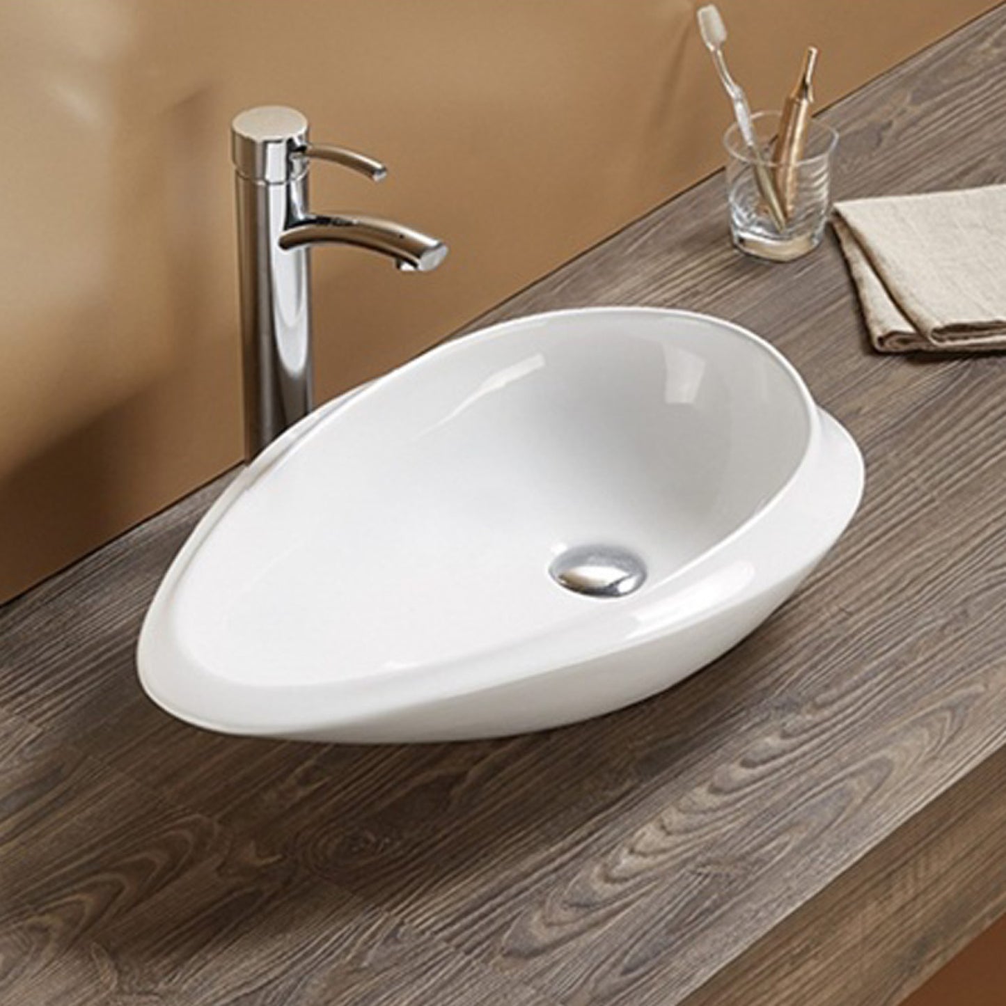 24.01-in. x 14.6-in. Oval Bathroom Vessel Sink White Enamel Glaze