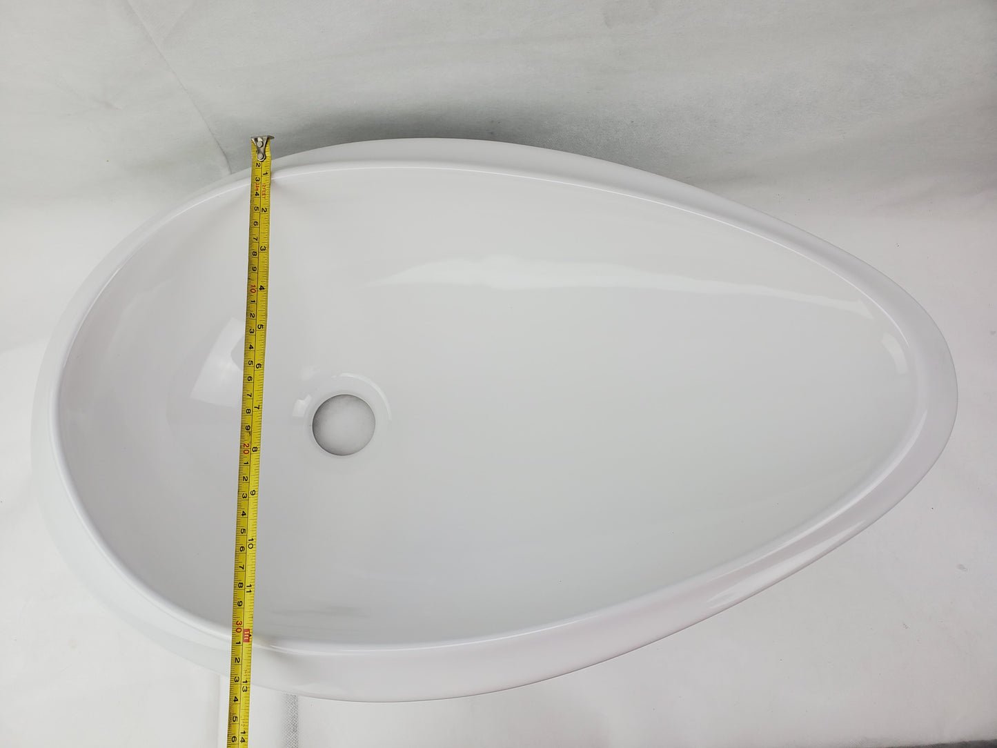 24.01-in. x 14.6-in. Oval Bathroom Vessel Sink White Enamel Glaze