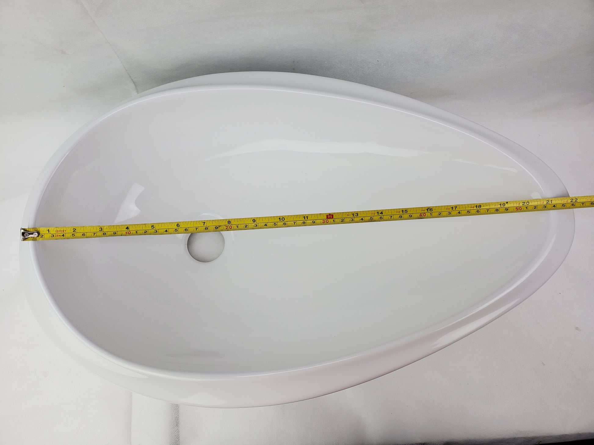 24.01-in. x 14.6-in. Oval Bathroom Vessel Sink White Enamel Glaze