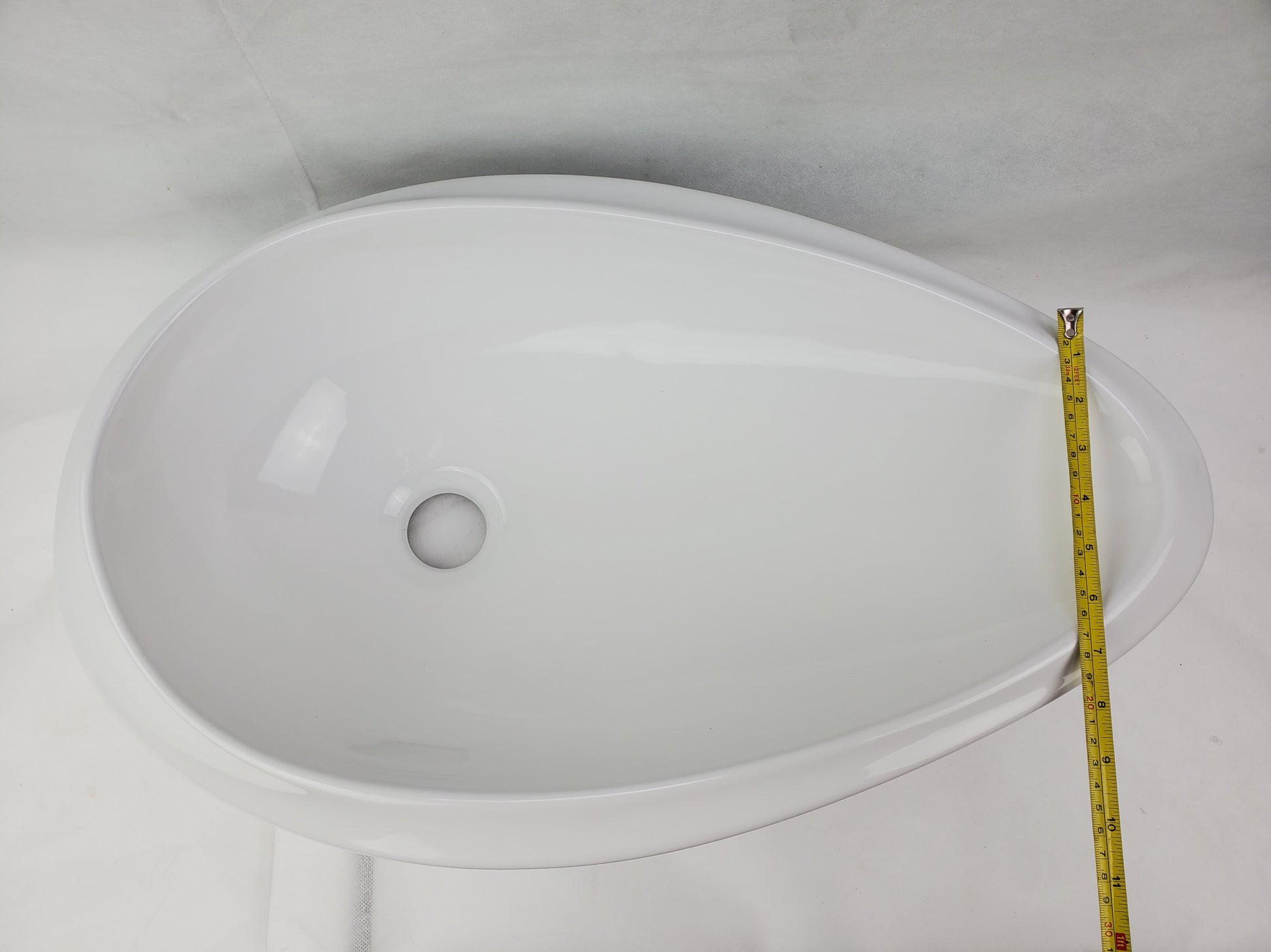 24.01-in. x 14.6-in. Oval Bathroom Vessel Sink White Enamel Glaze
