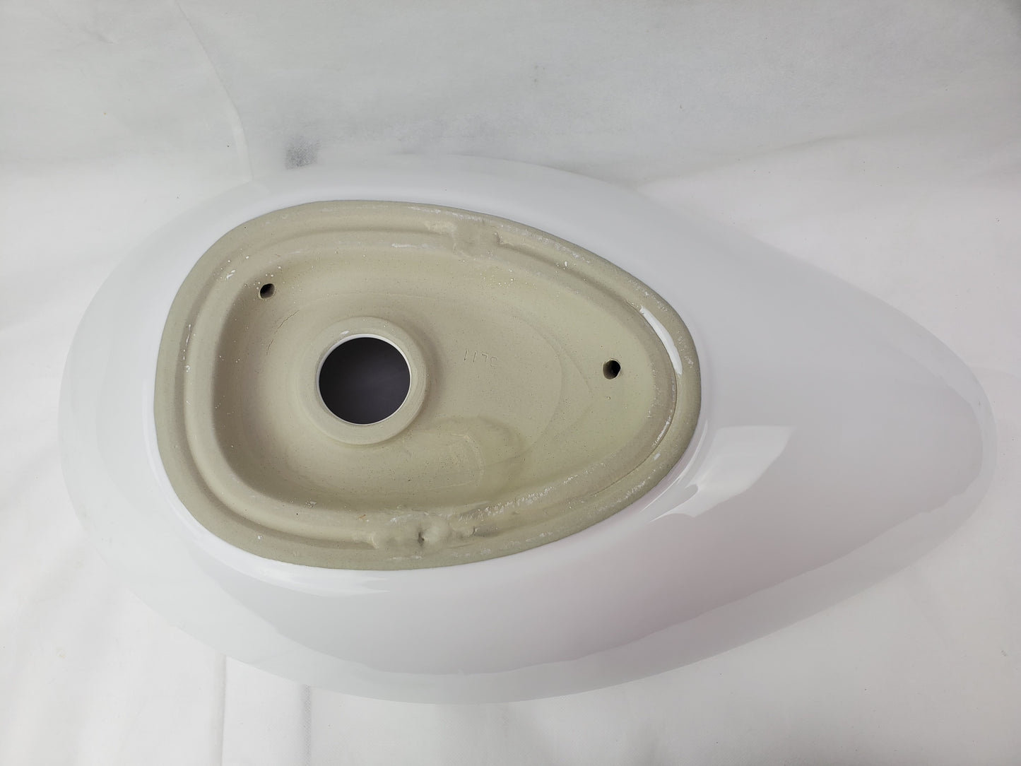 24.01-in. x 14.6-in. Oval Bathroom Vessel Sink White Enamel Glaze