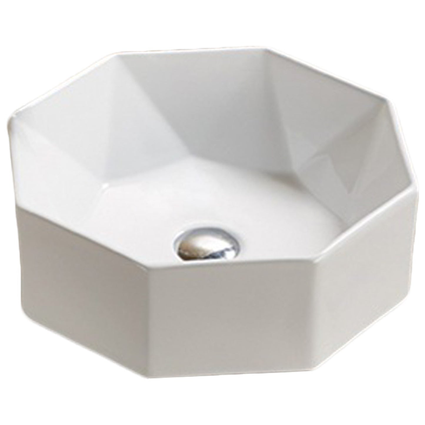 15.35-in. x 15.35-in. Round Bathroom Vessel Sink White Enamel Glaze