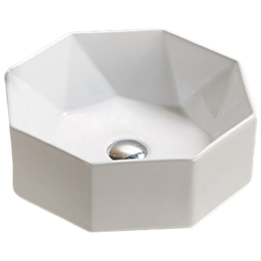 15.35-in. x 15.35-in. Round Bathroom Vessel Sink White Enamel Glaze