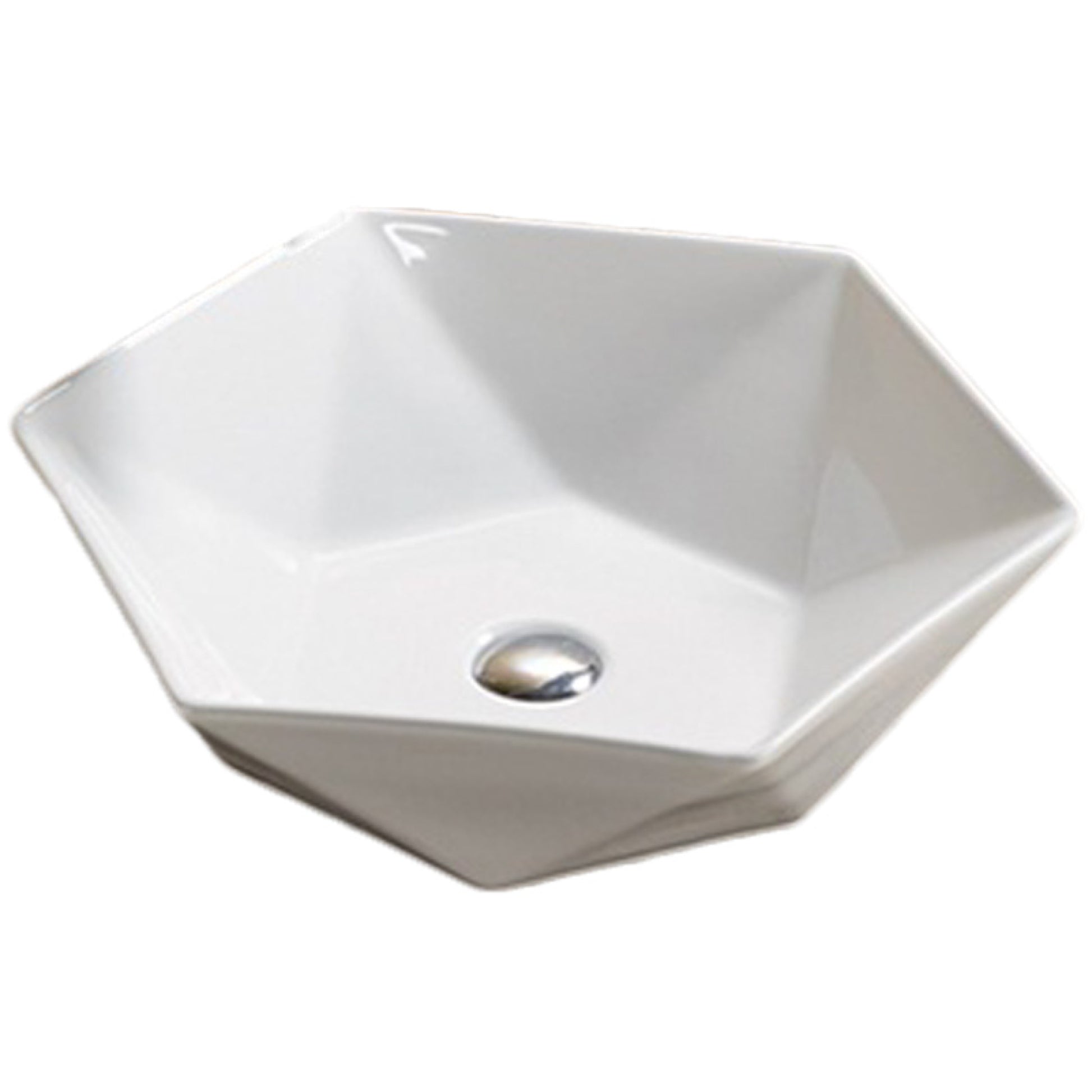 18.43-in. x 18.43-in. Round Bathroom Vessel Sink White Enamel Glaze