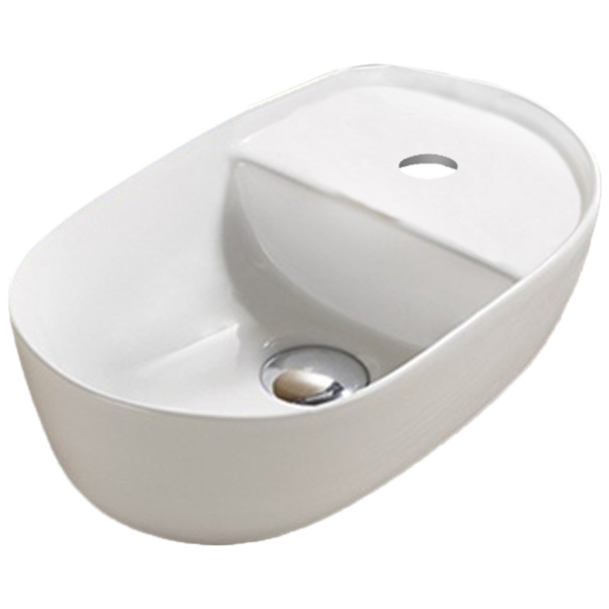 16.54-in. x 10.43-in. Oval Bathroom Vessel Sink White Enamel Glaze