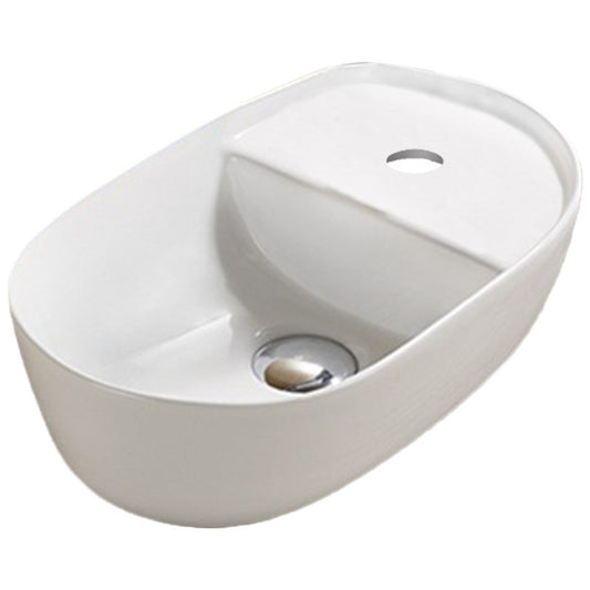 16.54-in. x 10.43-in. Oval Bathroom Vessel Sink White Enamel Glaze