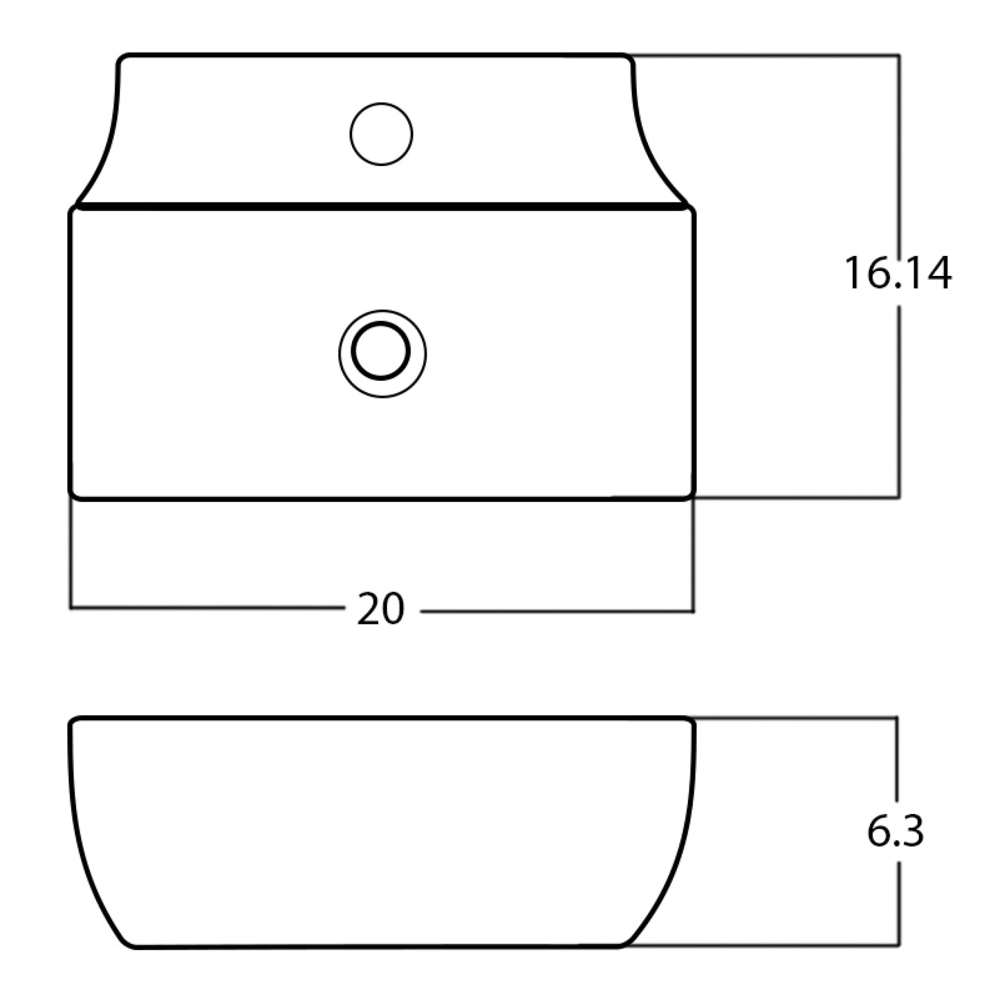 20-in. x 16.14-in. Rectangle Bathroom Vessel Sink White Enamel Glaze