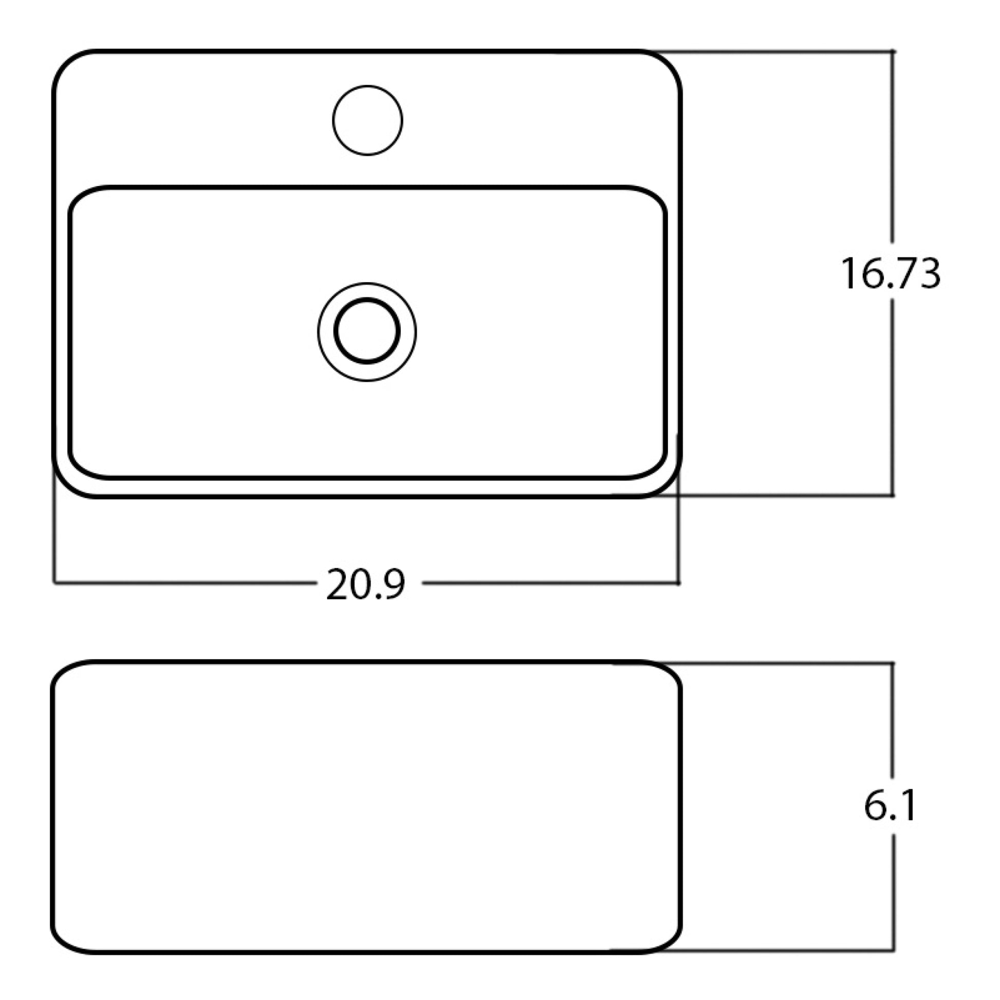 20.9-in. x 16.73-in. Rectangle Bathroom Vessel Sink White Enamel Glaze