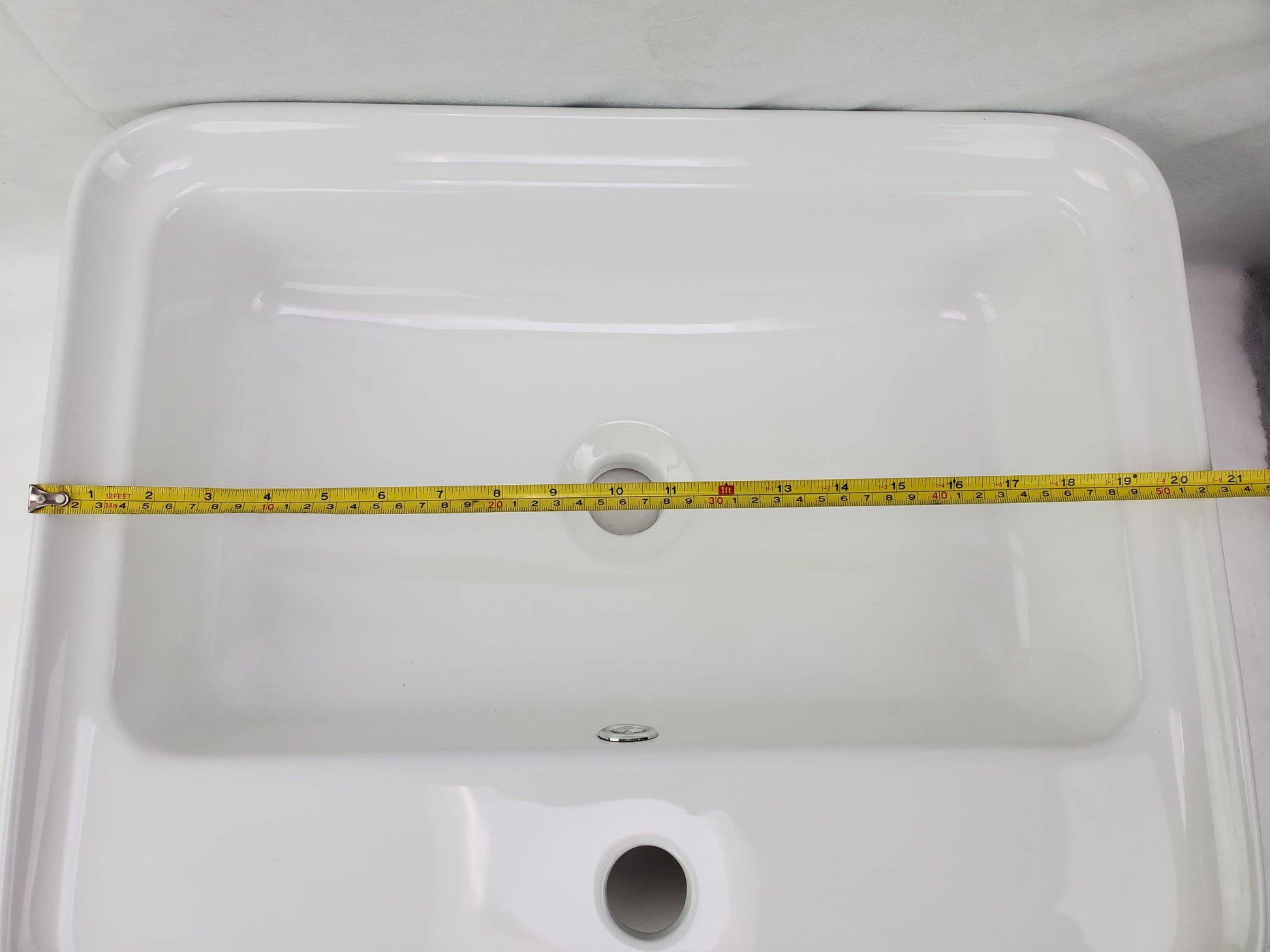 20.9-in. x 16.73-in. Rectangle Bathroom Vessel Sink White Enamel Glaze
