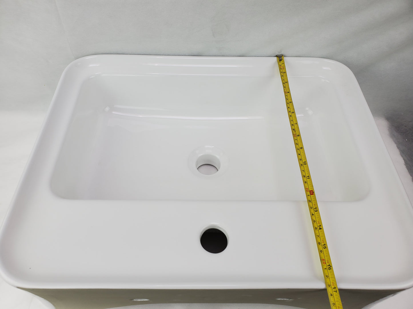 20.9-in. x 16.73-in. Rectangle Bathroom Vessel Sink White Enamel Glaze