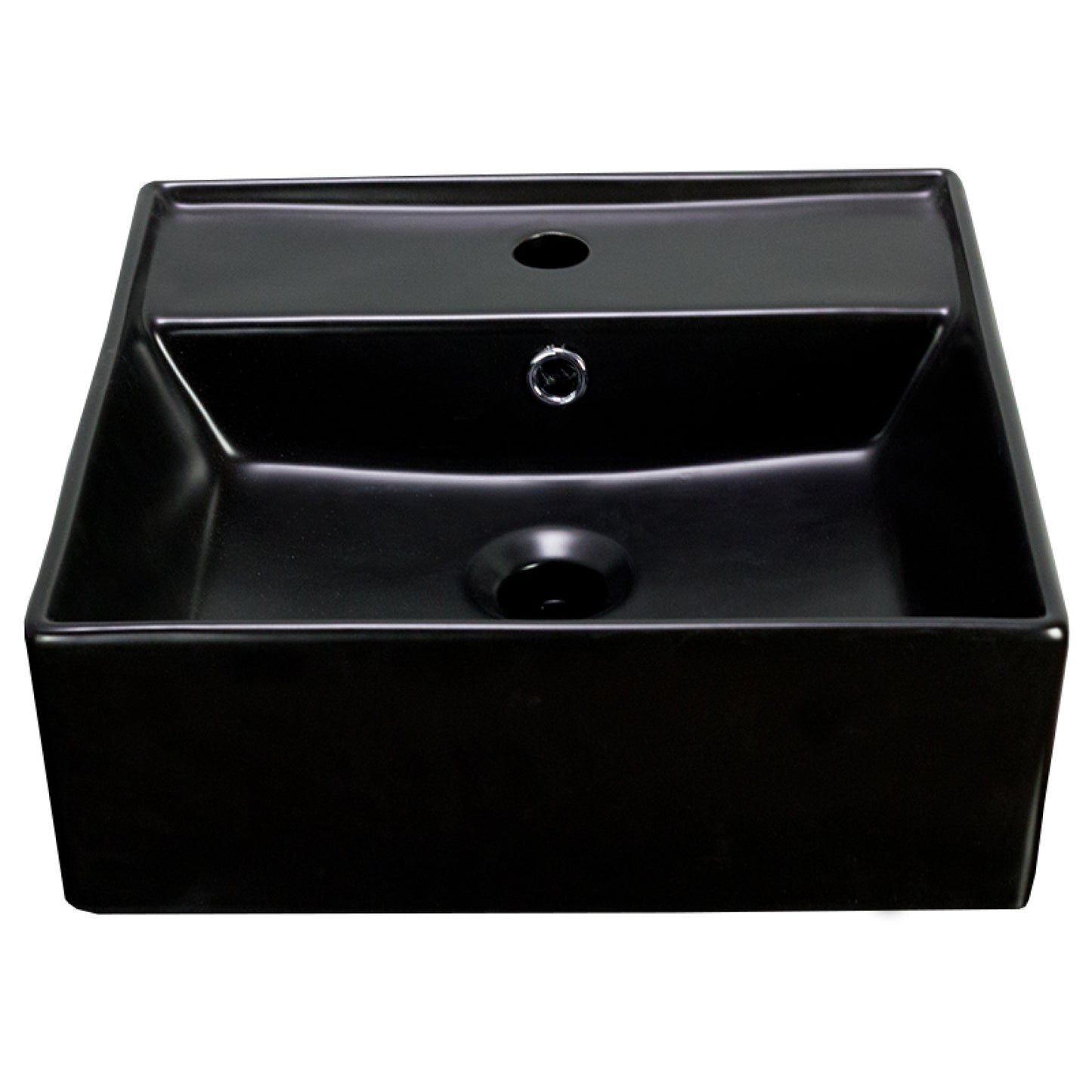 16-in. x 16-in. Square Bathroom Vessel Sink Black Enamel Glaze