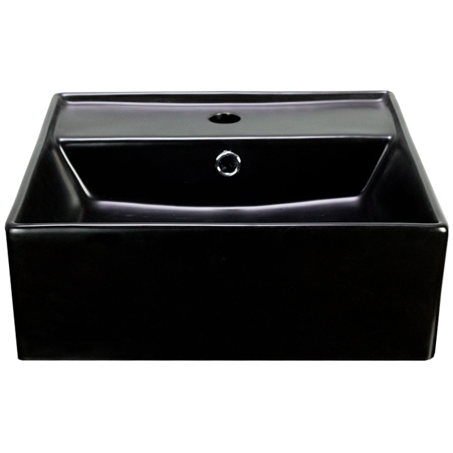 16-in. x 16-in. Square Bathroom Vessel Sink Black Enamel Glaze