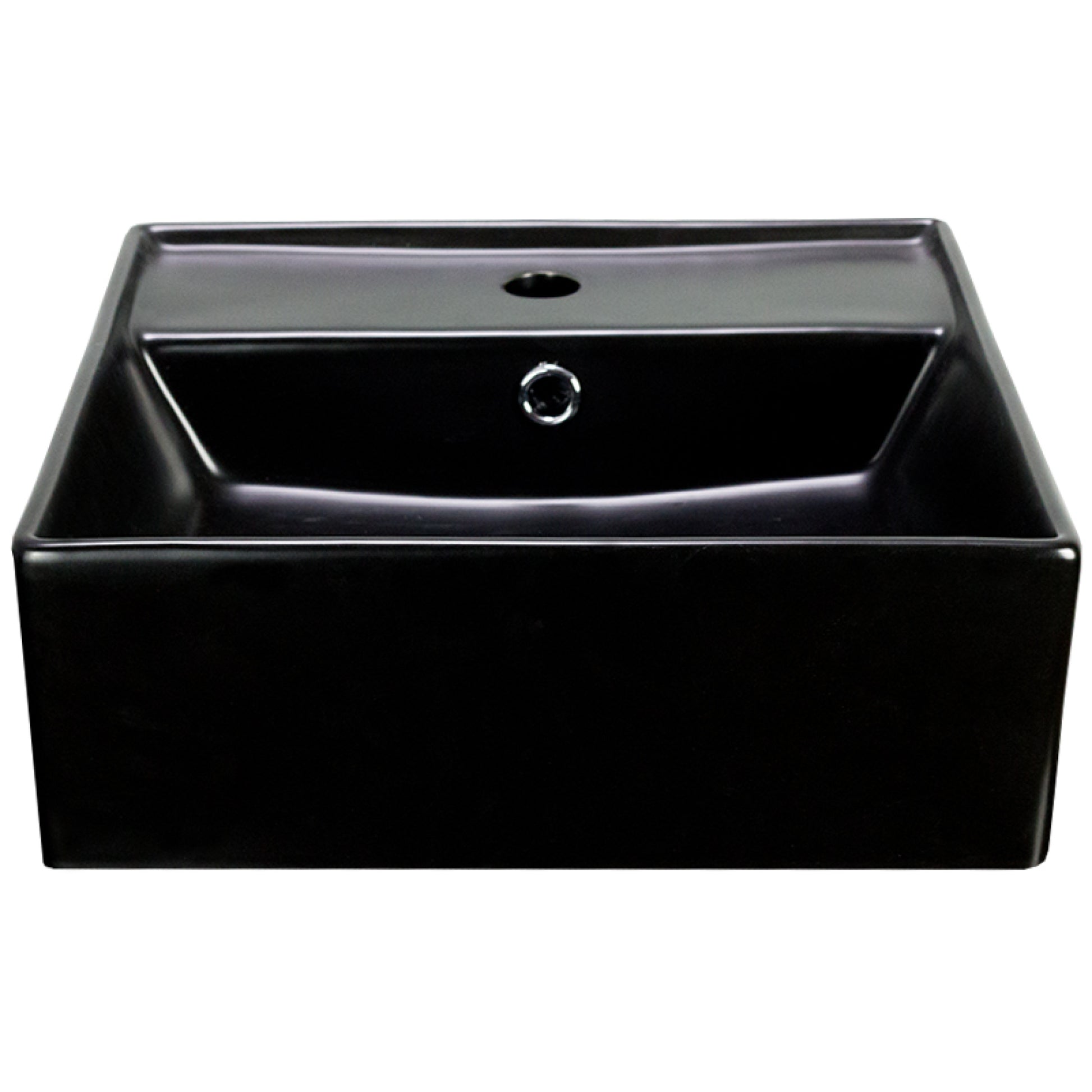 16-in. x 16-in. Square Bathroom Vessel Sink Black Enamel Glaze