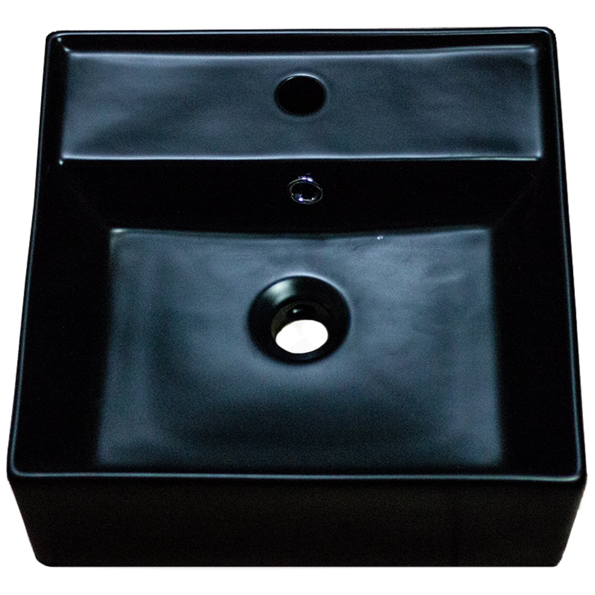 16-in. x 16-in. Square Bathroom Vessel Sink Black Enamel Glaze