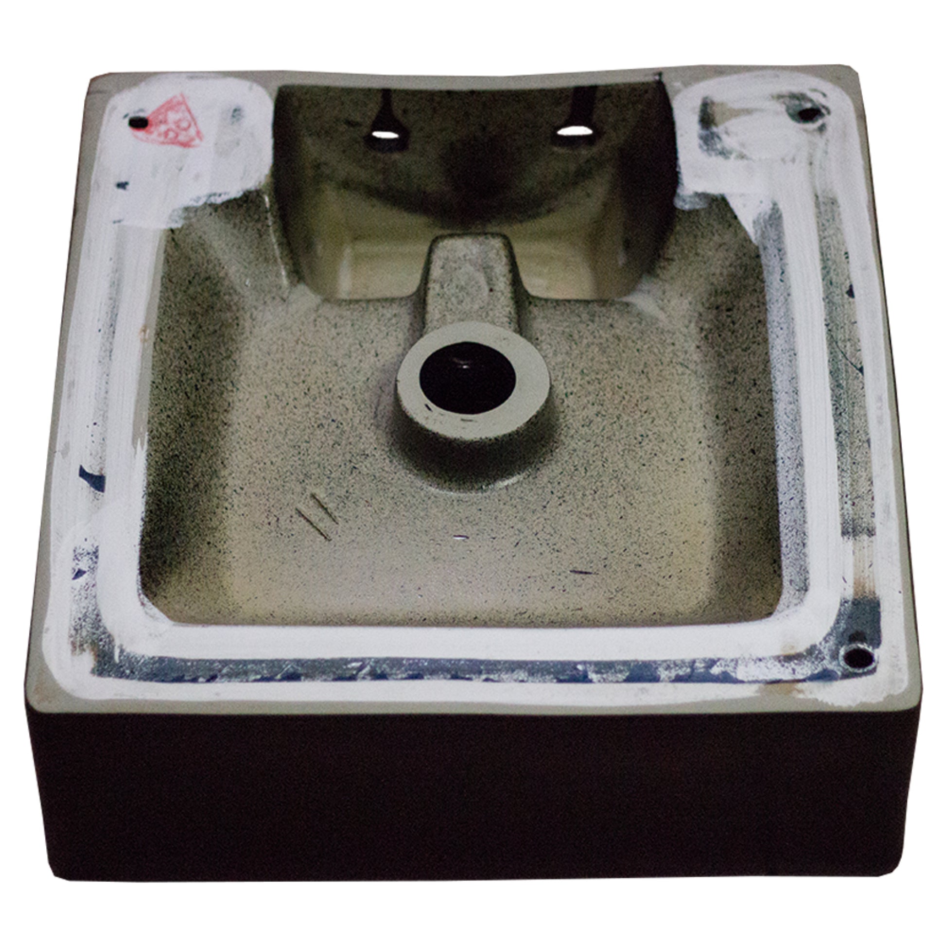16-in. x 16-in. Square Bathroom Vessel Sink Black Enamel Glaze