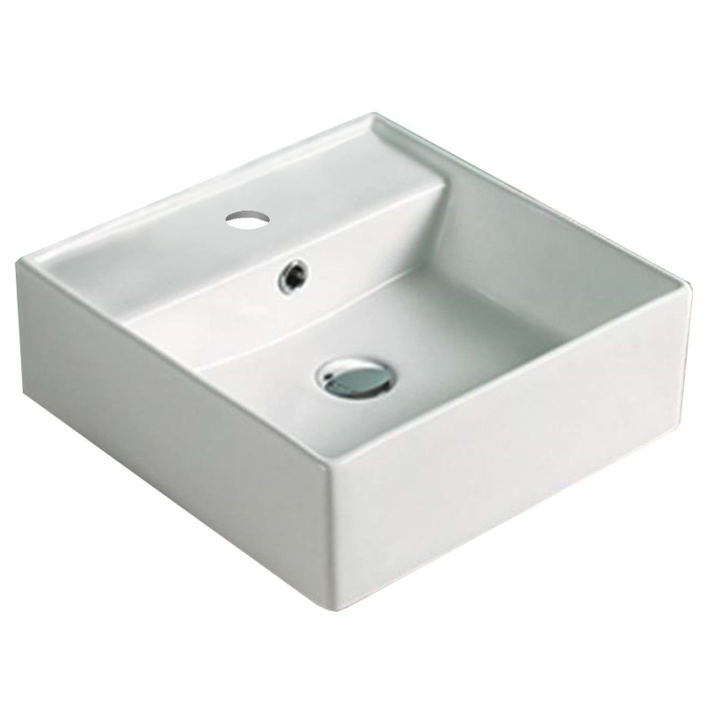 16-in. x 16-in. Square Bathroom Vessel Sink White Enamel Glaze