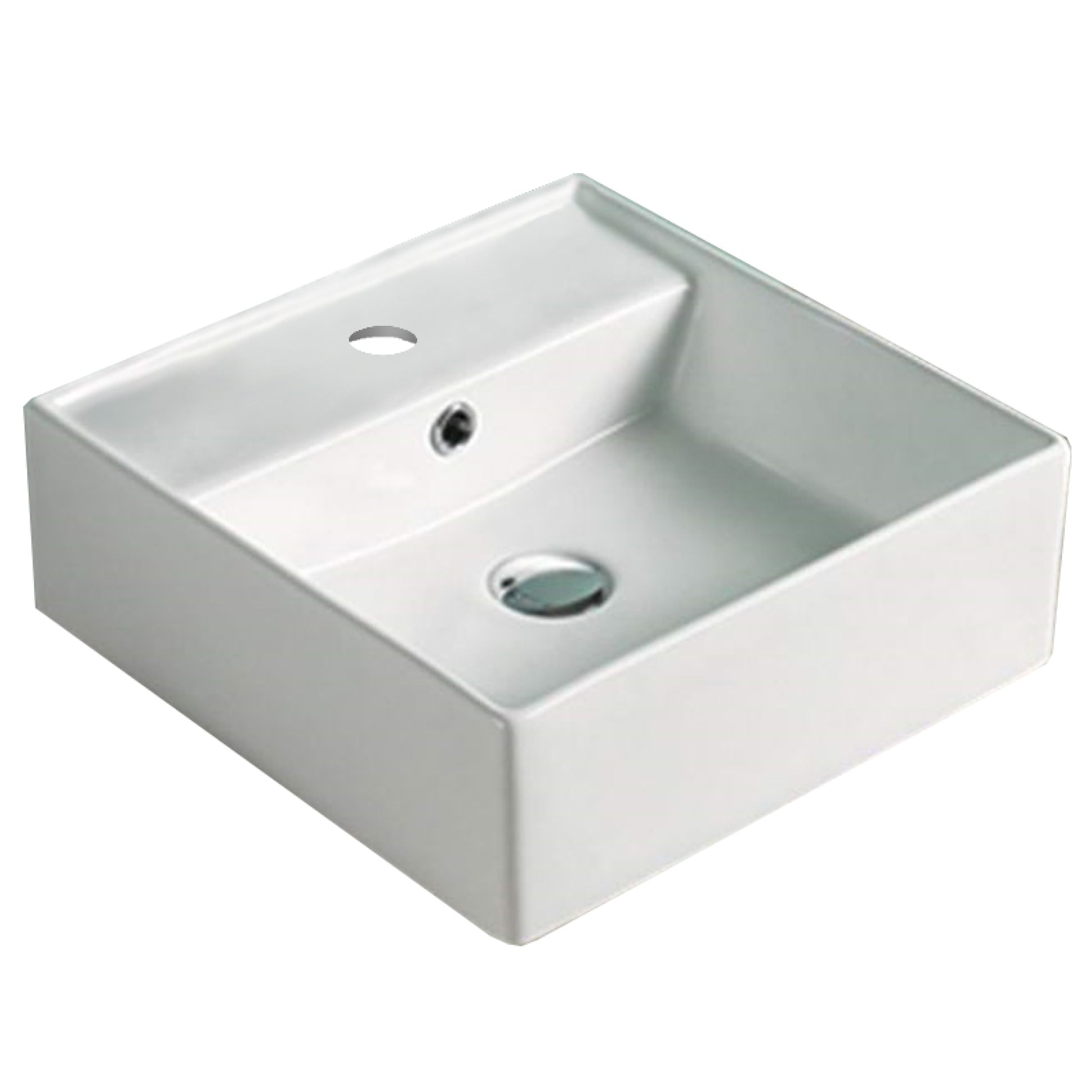 16-in. x 16-in. Square Bathroom Vessel Sink White Enamel Glaze