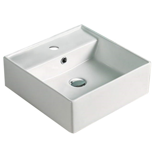16-in. x 16-in. Square Bathroom Vessel Sink White Enamel Glaze