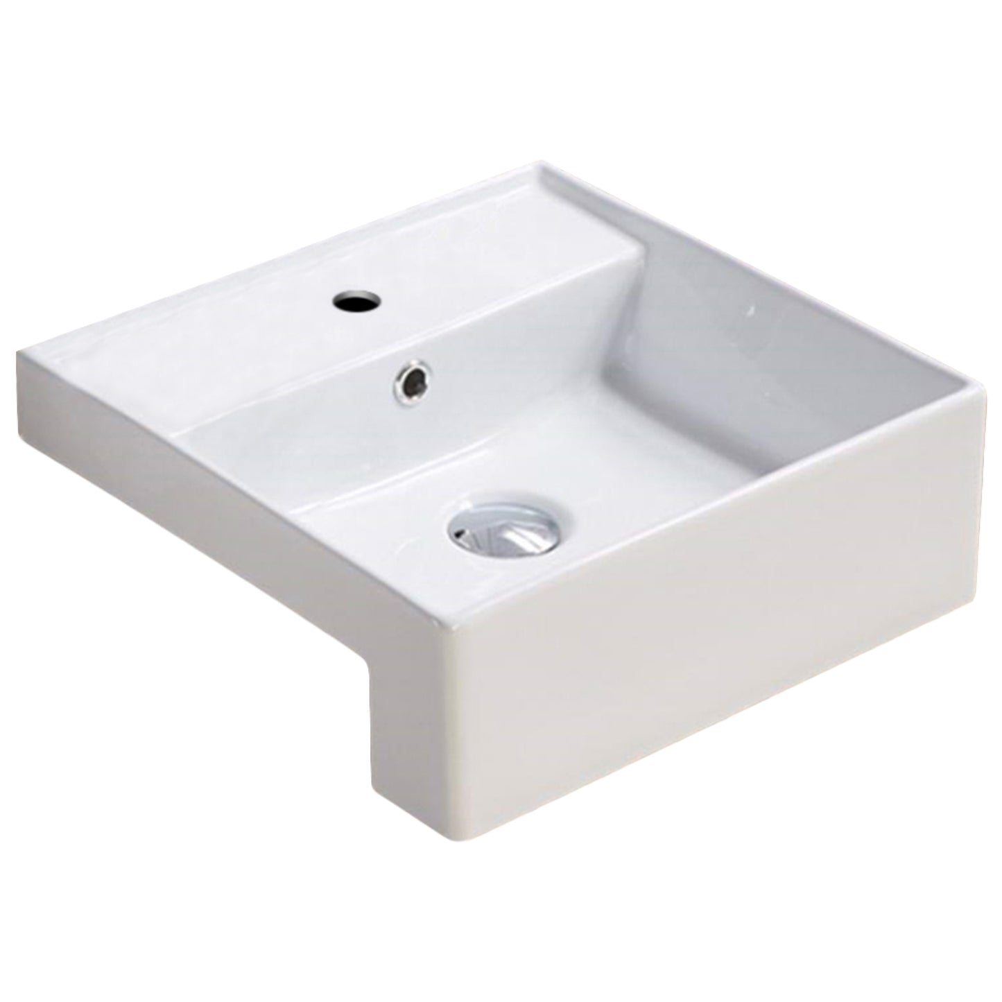 16.14-in. x 16.14-in. Square Bathroom Vessel Sink White Enamel Glaze