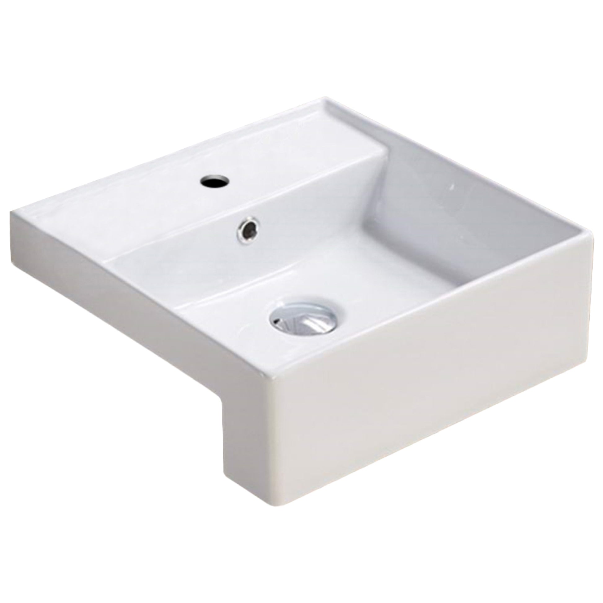16.14-in. x 16.14-in. Square Bathroom Vessel Sink White Enamel Glaze