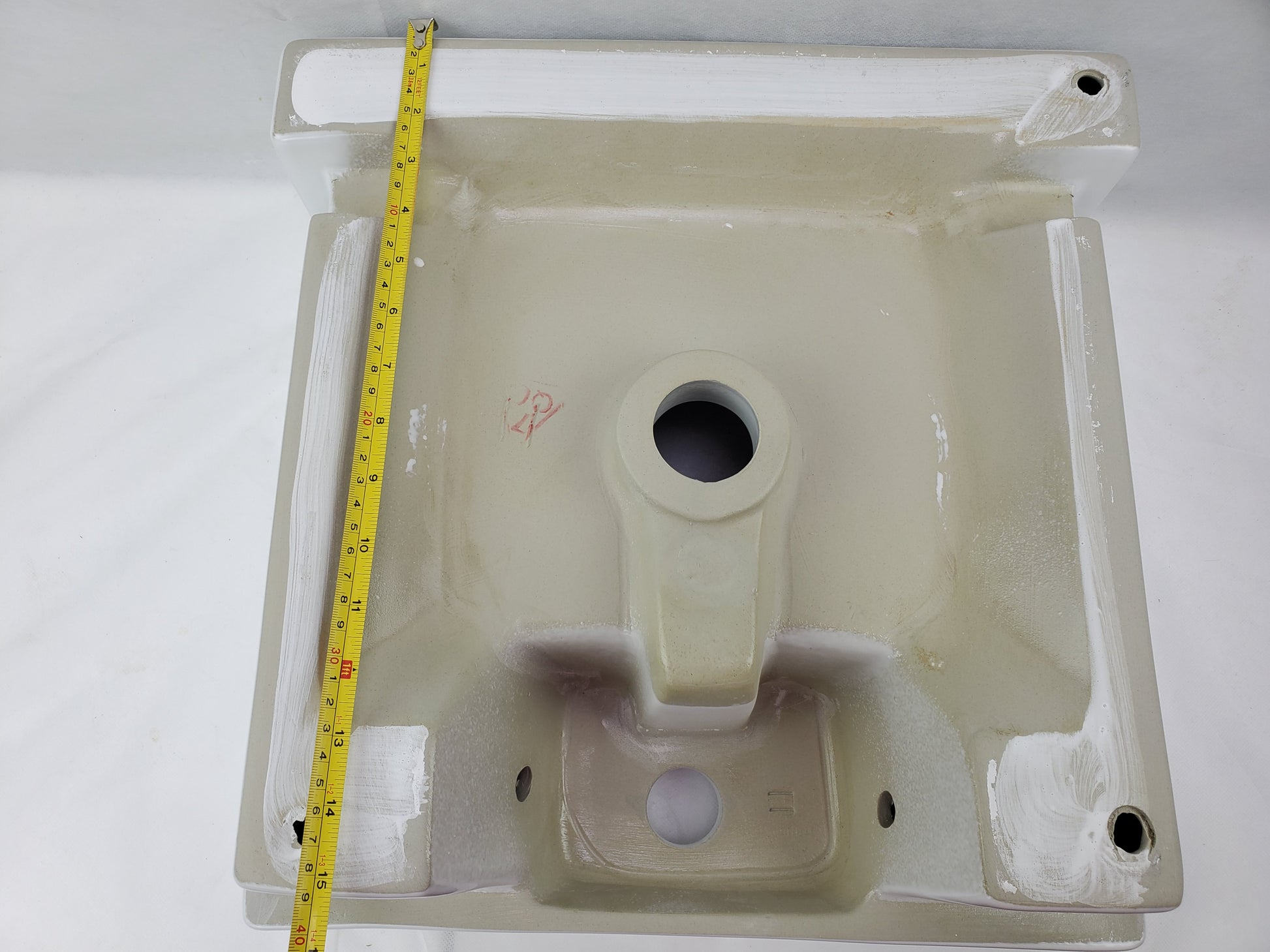 16.14-in. x 16.14-in. Square Bathroom Vessel Sink White Enamel Glaze