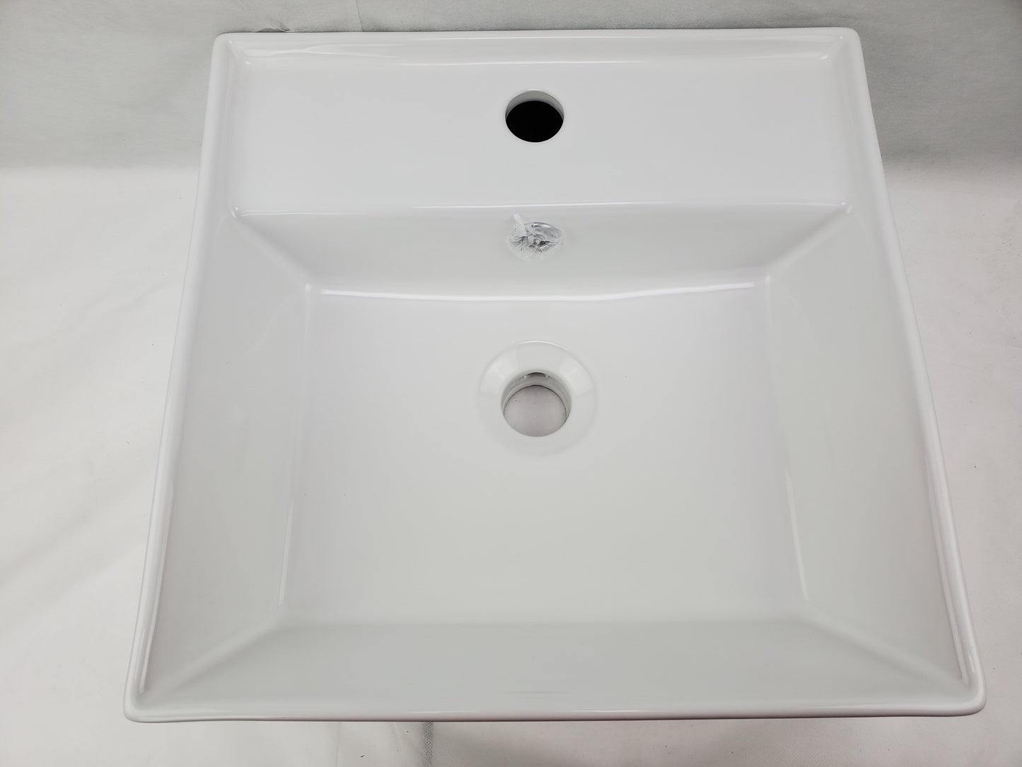 16.14-in. x 16.14-in. Square Bathroom Vessel Sink White Enamel Glaze