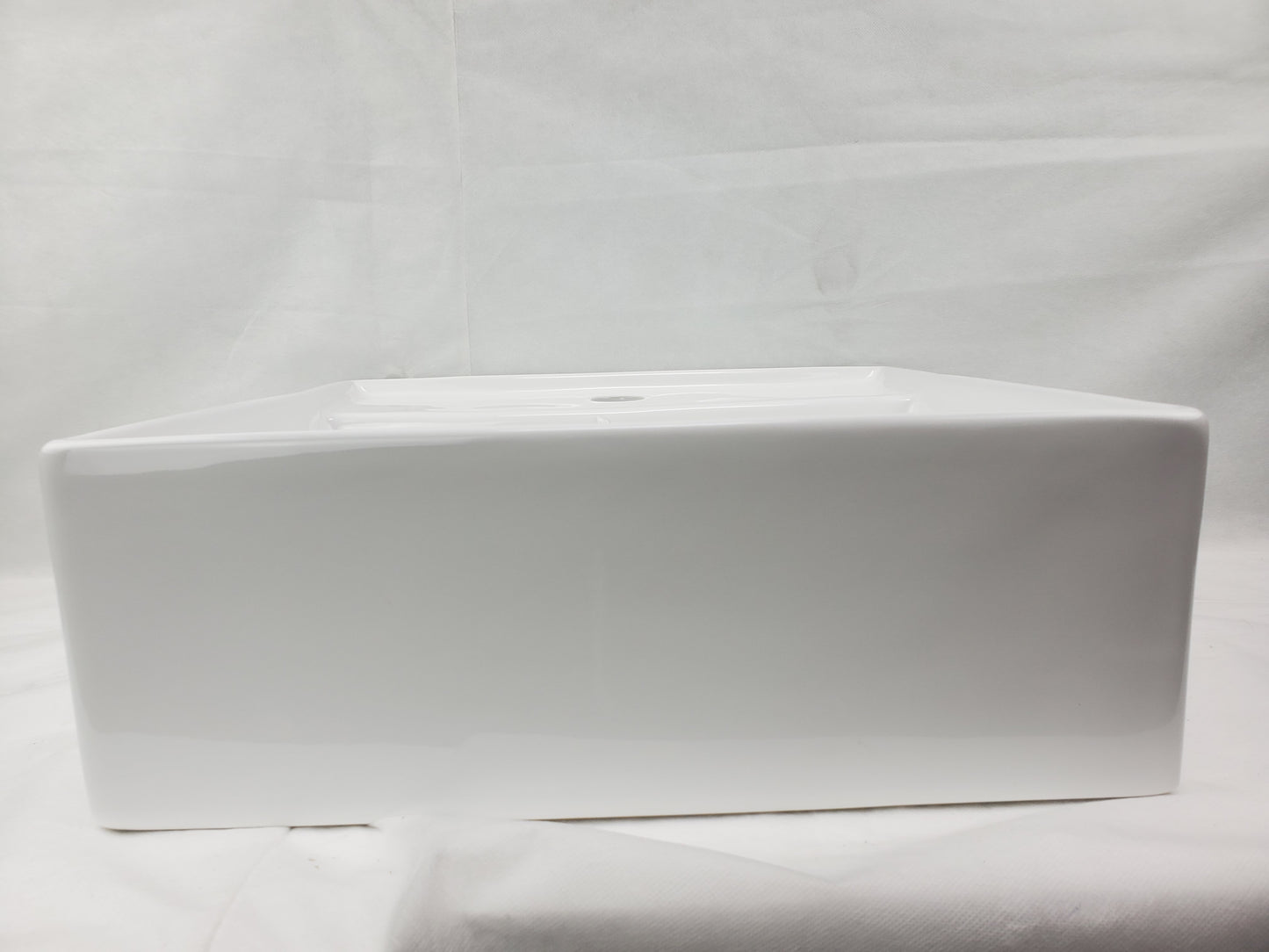 16.14-in. x 16.14-in. Square Bathroom Vessel Sink White Enamel Glaze