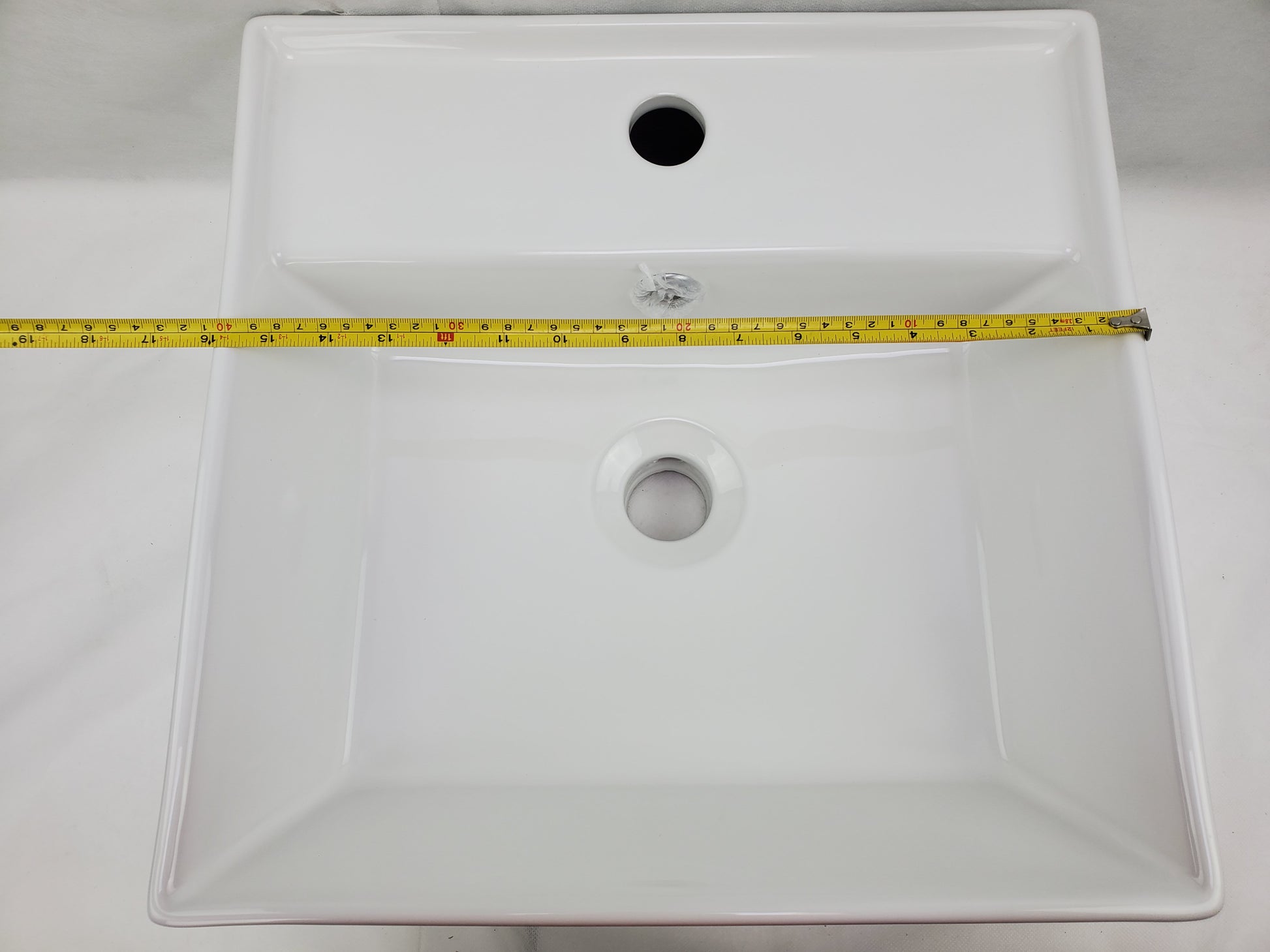 16.14-in. x 16.14-in. Square Bathroom Vessel Sink White Enamel Glaze