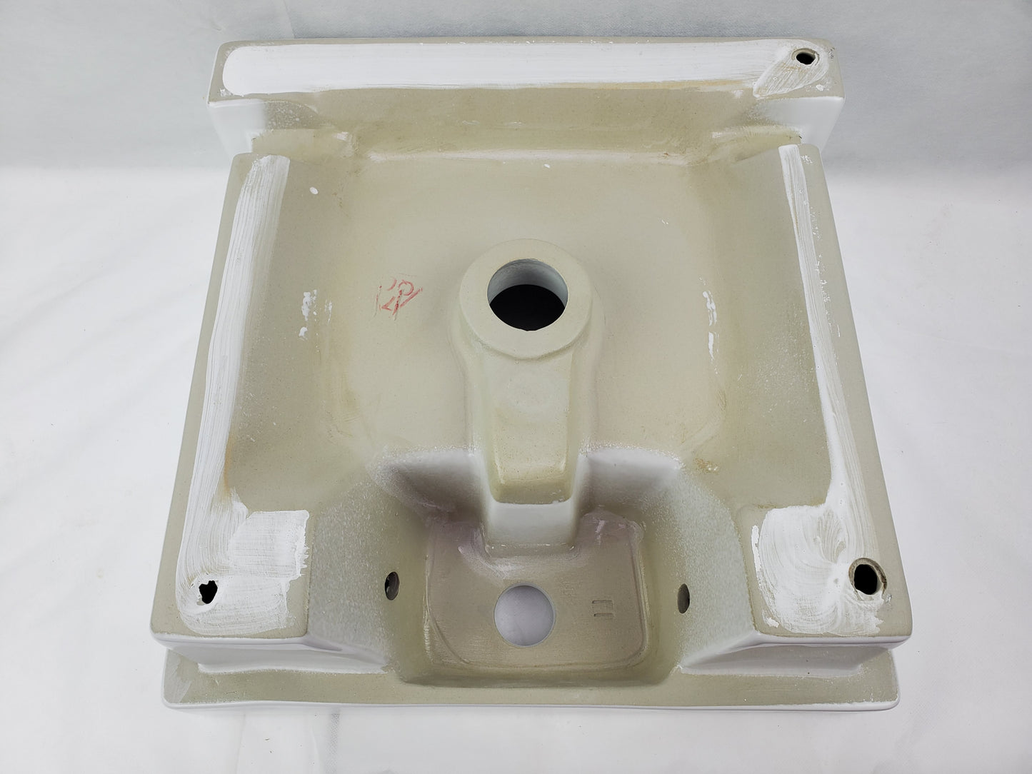 16.14-in. x 16.14-in. Square Bathroom Vessel Sink White Enamel Glaze