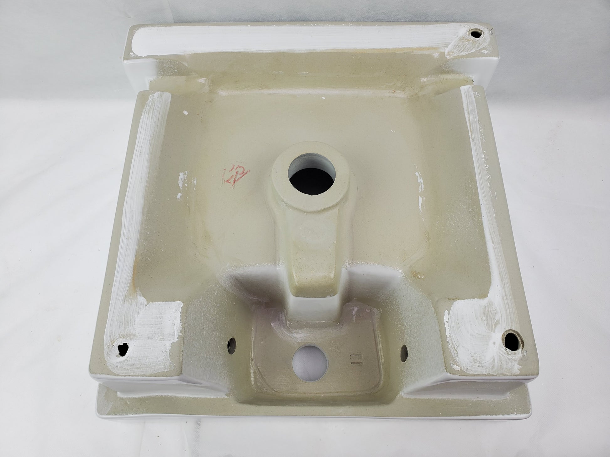16.14-in. x 16.14-in. Square Bathroom Vessel Sink White Enamel Glaze
