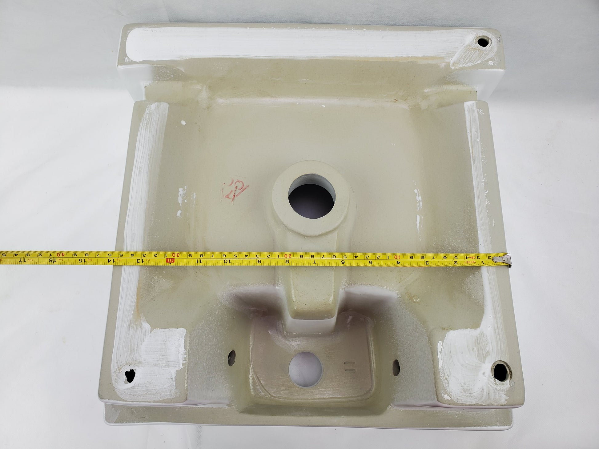 16.14-in. x 16.14-in. Square Bathroom Vessel Sink White Enamel Glaze