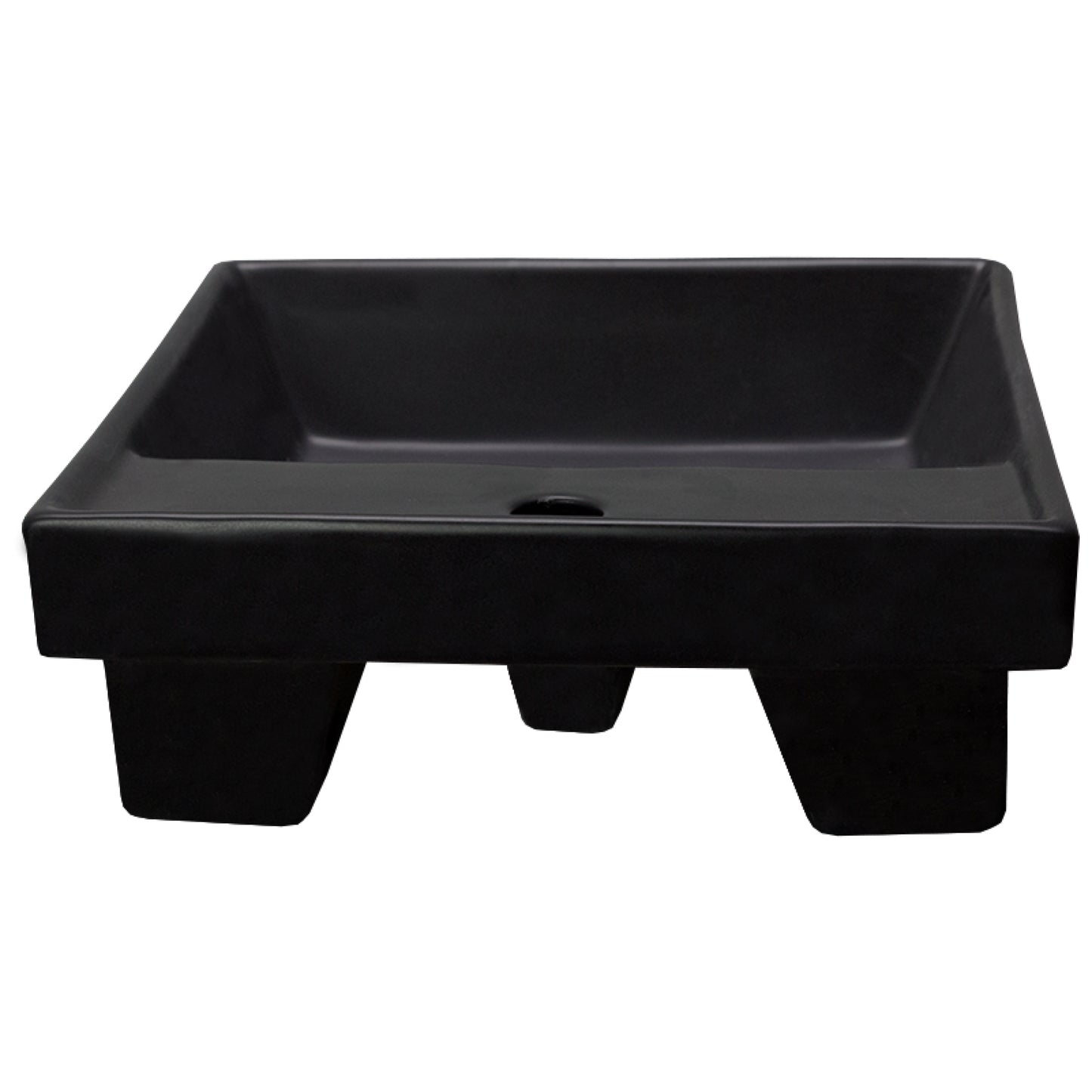 16.14-in. x 16.14-in. Square Bathroom Vessel Sink Black Enamel Glaze