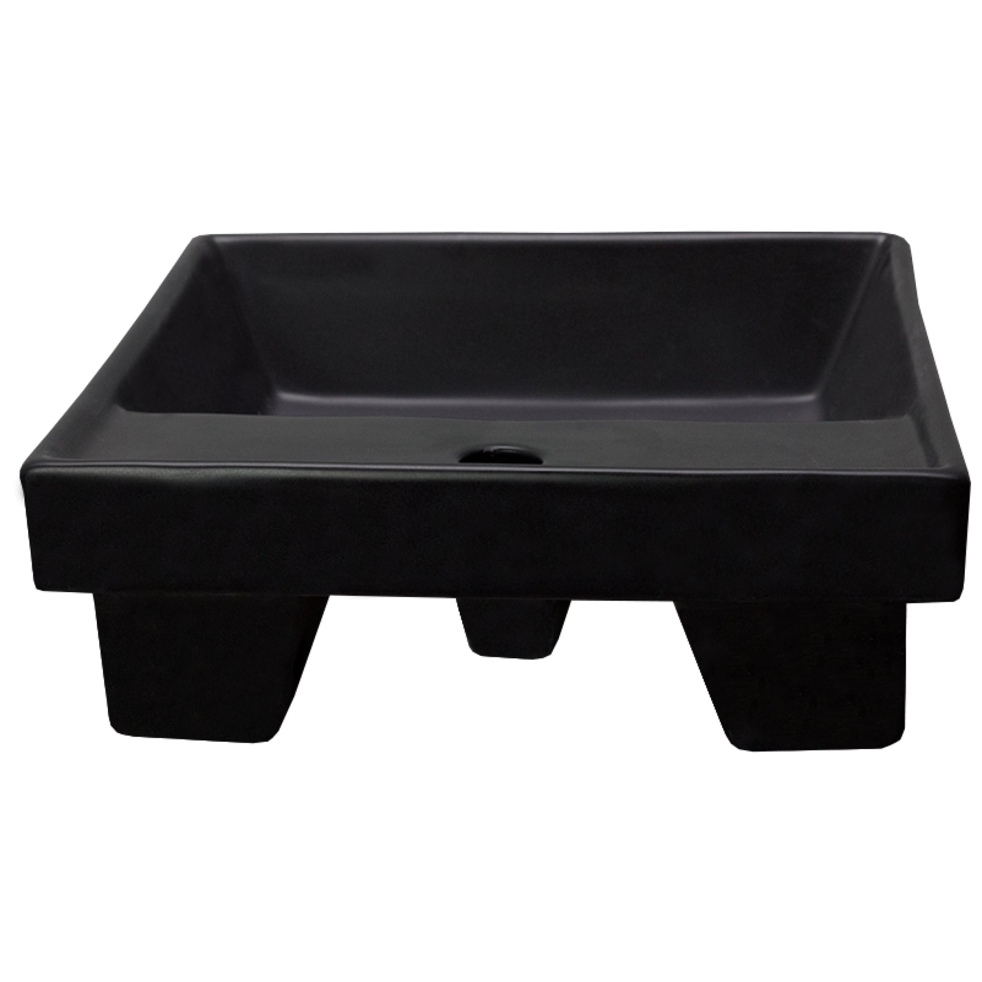 16.14-in. x 16.14-in. Square Bathroom Vessel Sink Black Enamel Glaze